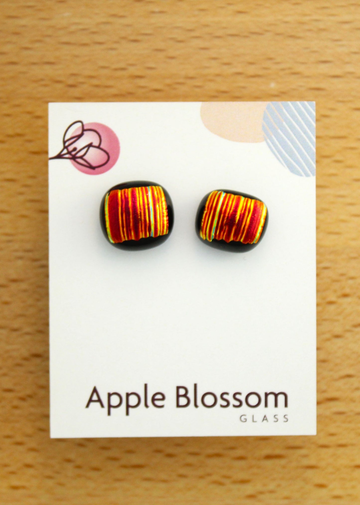 'Orange Corduroy' Fused Glass Studs