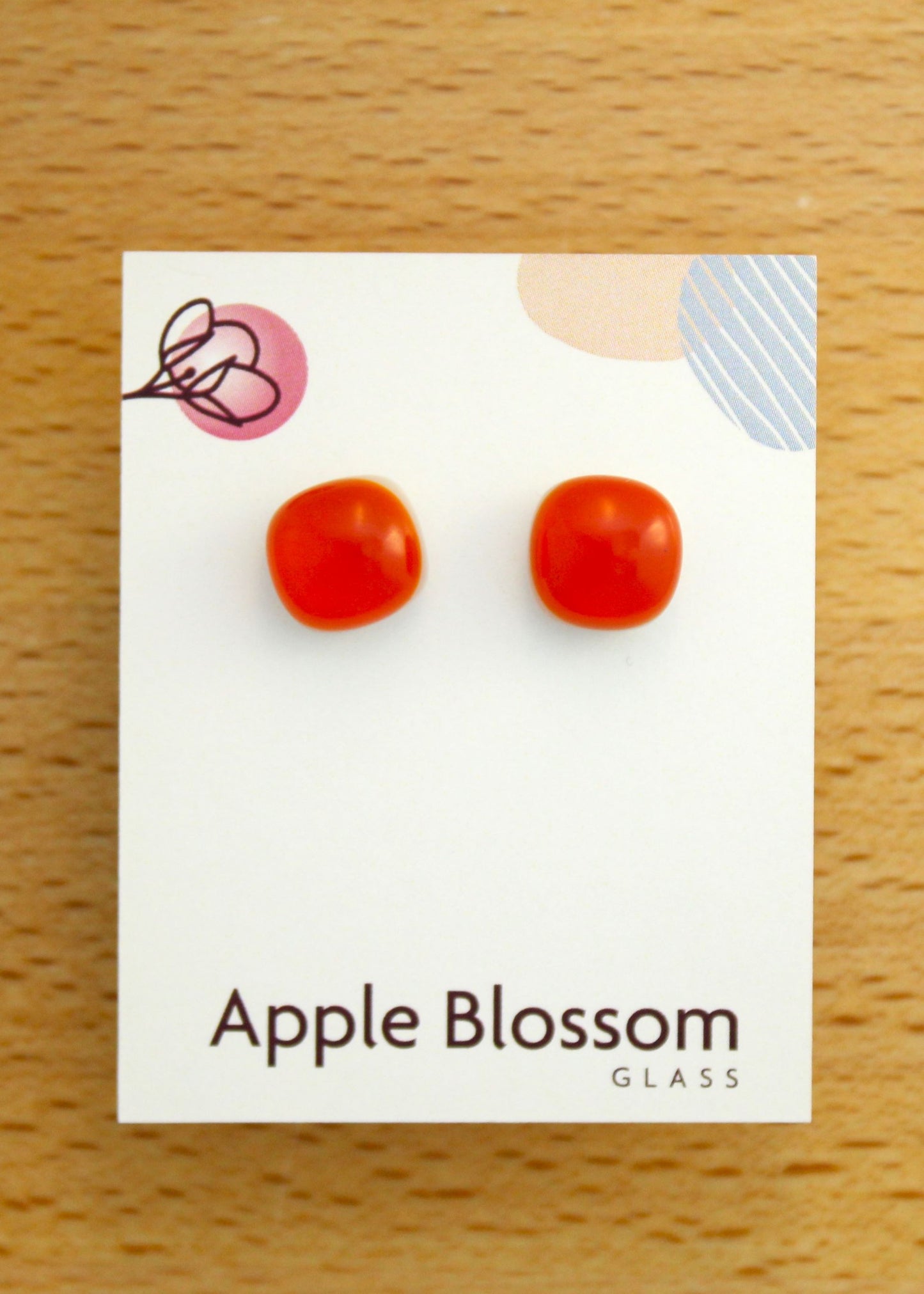 'Orange & Cream' Fused Glass Studs