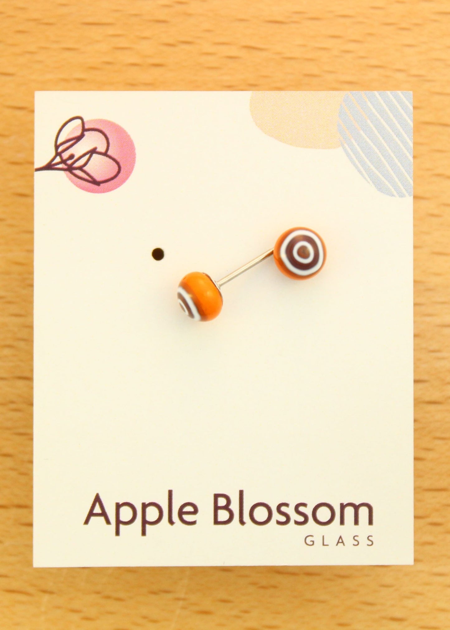 'Orange Murrine' Mini Fused Glass Studs Earrings