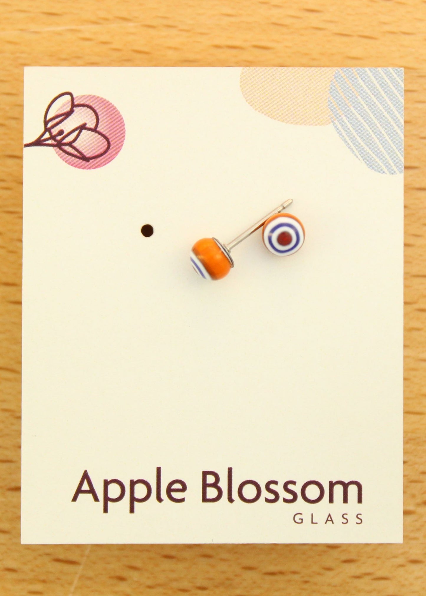'Orange Murrine' Mini Fused Glass Studs Earrings
