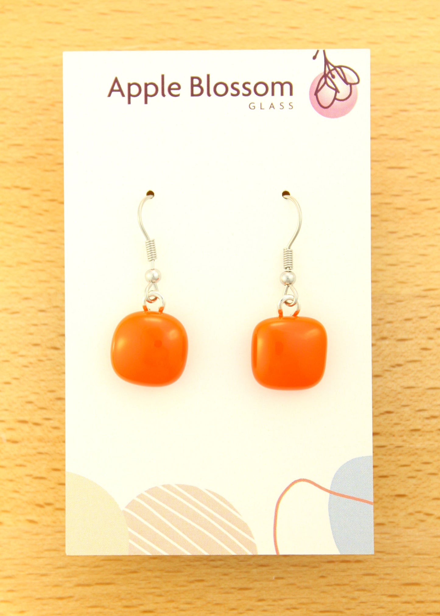 'Orange Squared' Fused Glass Earrings Dangles