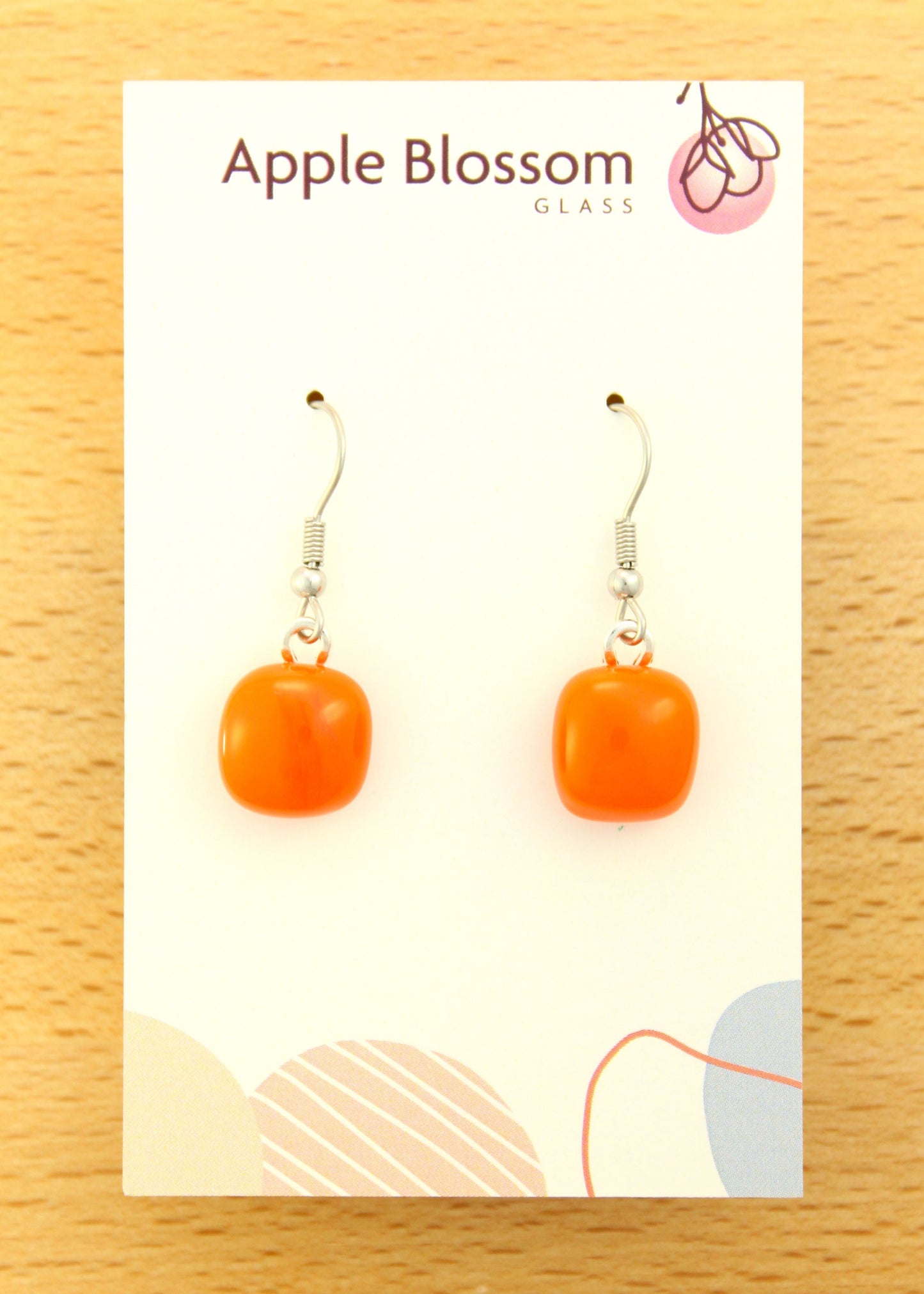 'Orange Squared' Fused Glass Earrings Dangles