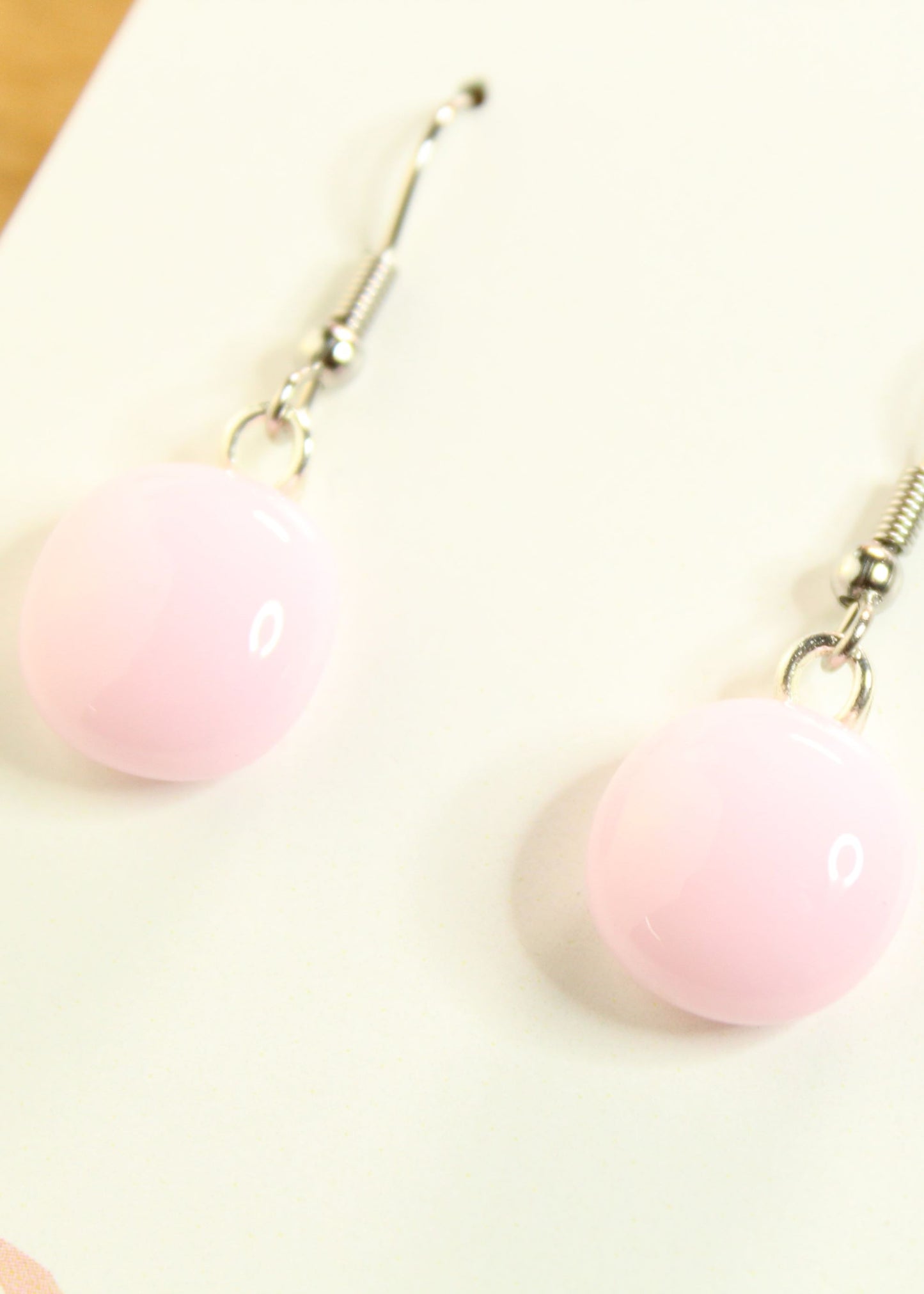 'Pastel Pink' Fused Glass Earrings Dangles
