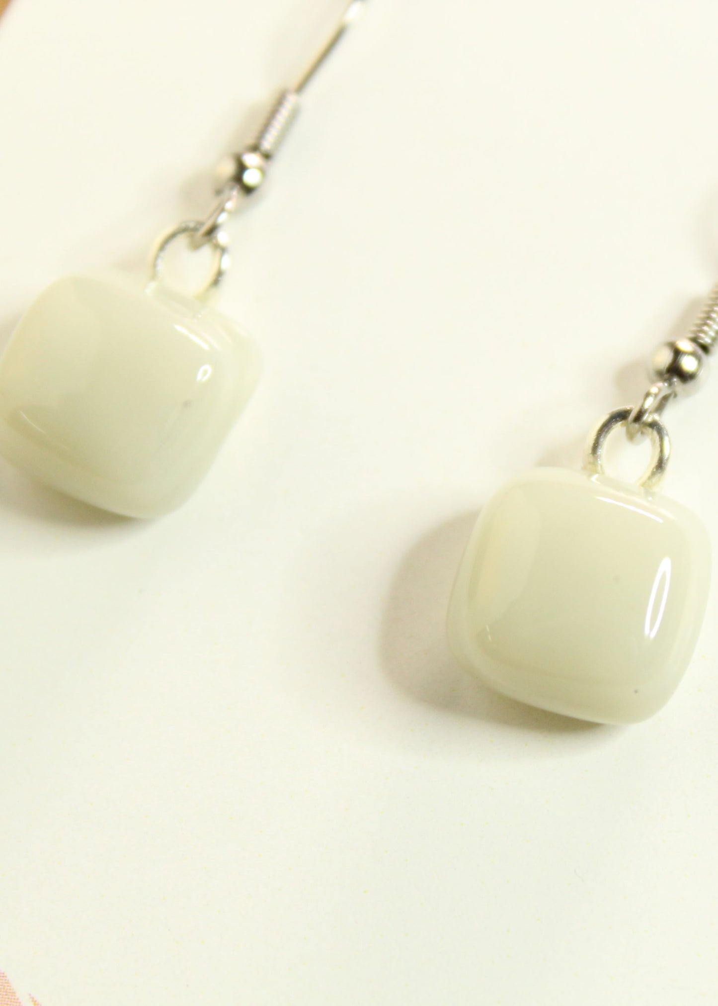 'Pearl Grey' Fused Glass Earrings Dangles