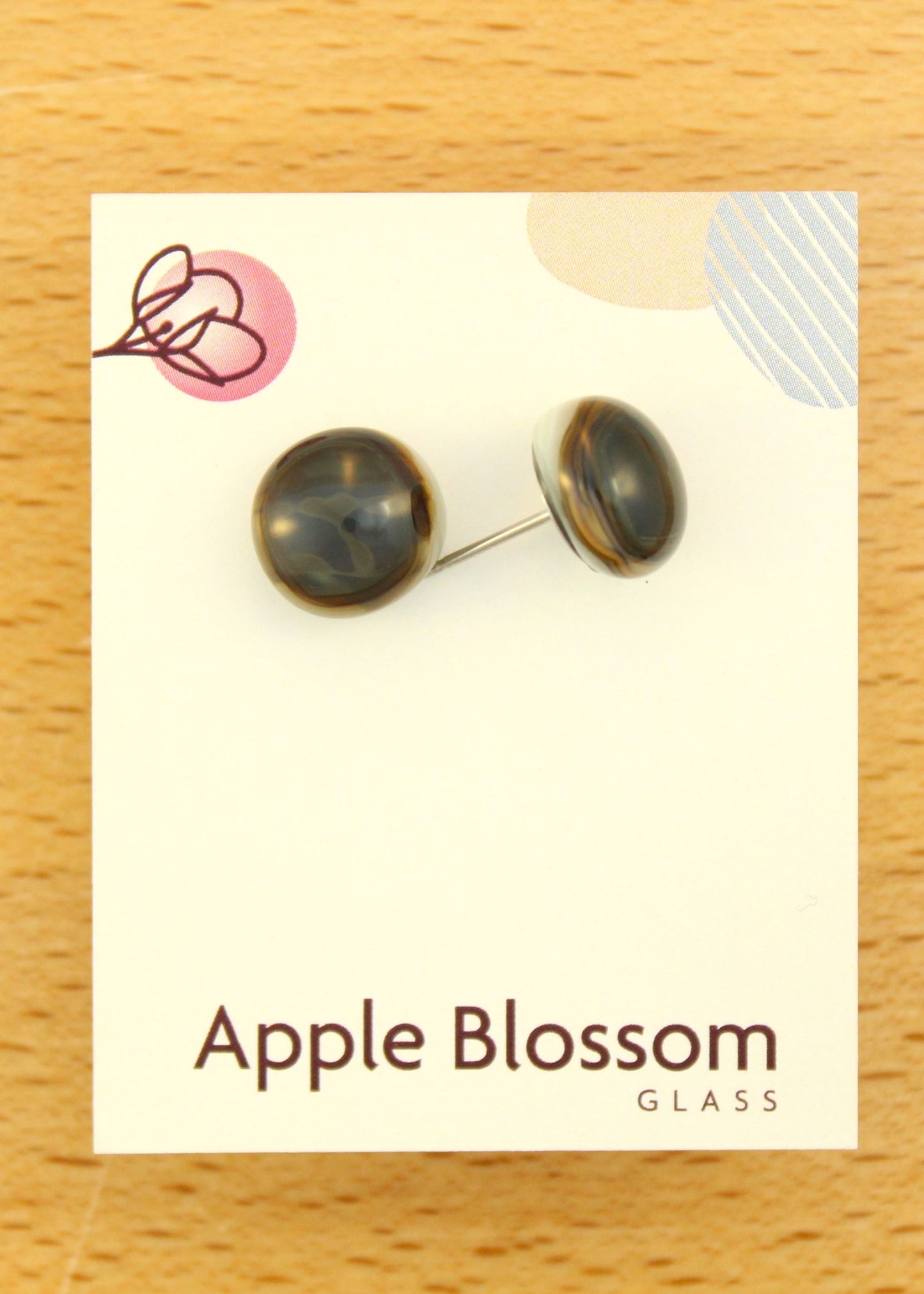'Petrified Wood' Fused Glass Earrings Studs