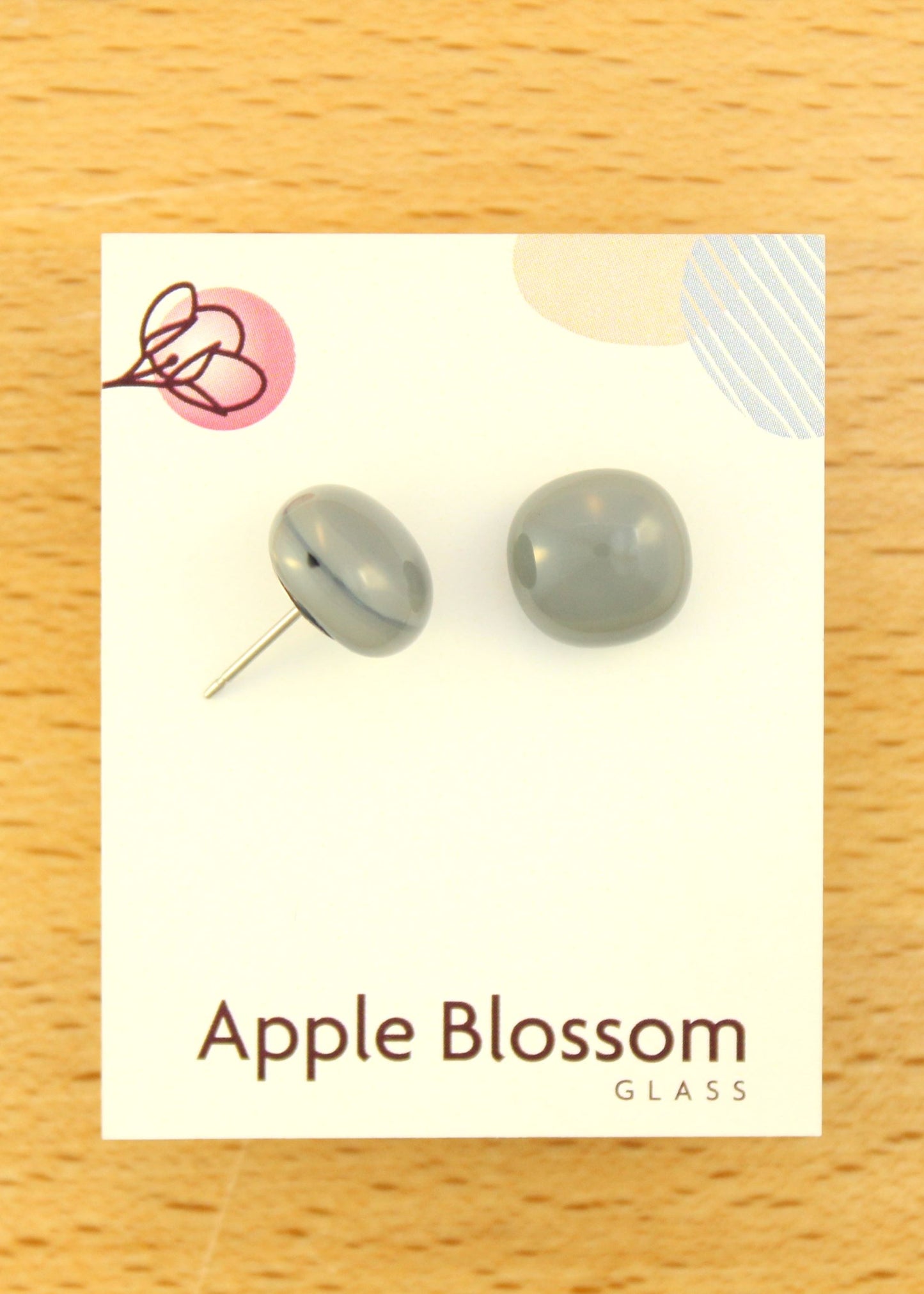 'Pewter' Fused Glass Earrings Studs