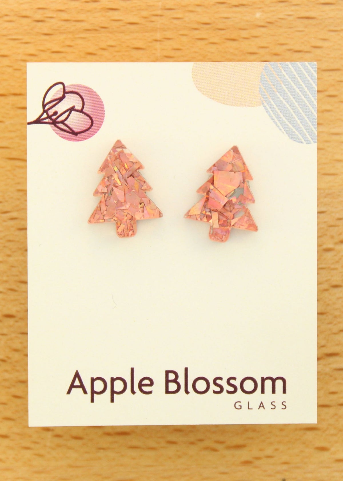 'Pink Glitter Christmas Trees' Acrylic Earrings Studs