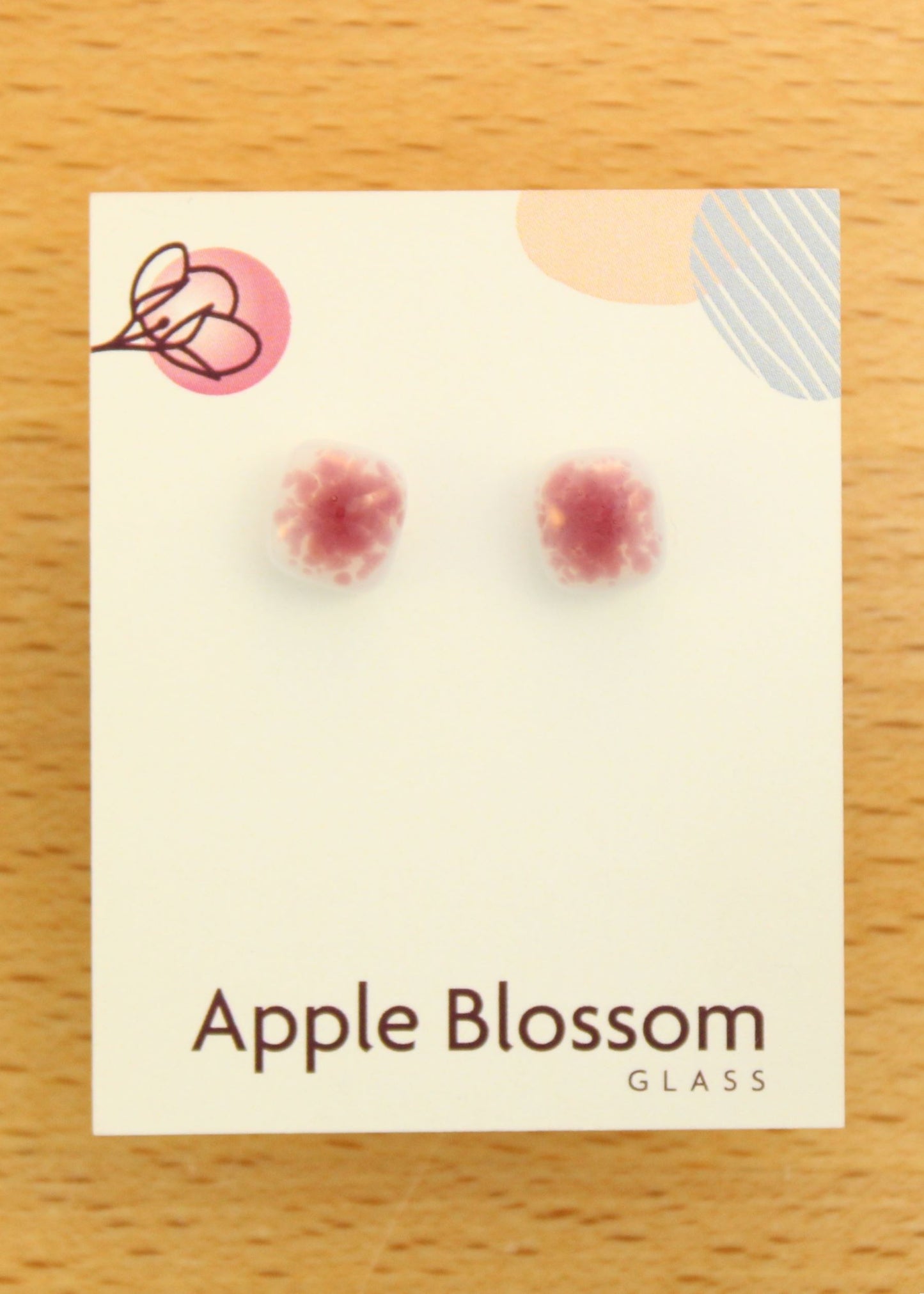 'Pink Frit' Fused Glass Mini Studs Earrings