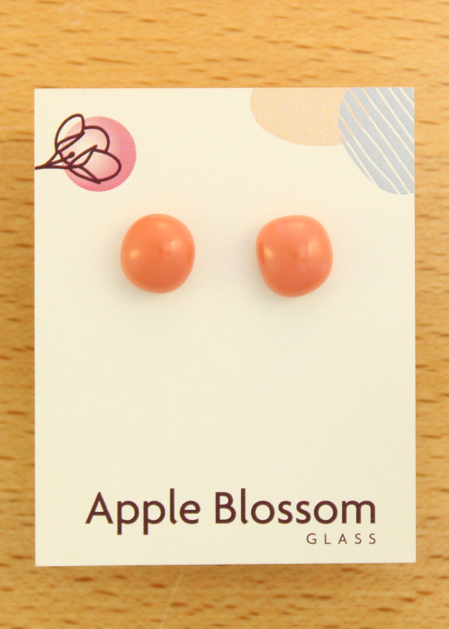 'Pink Peach' Fused Glass Mini Studs Earrings