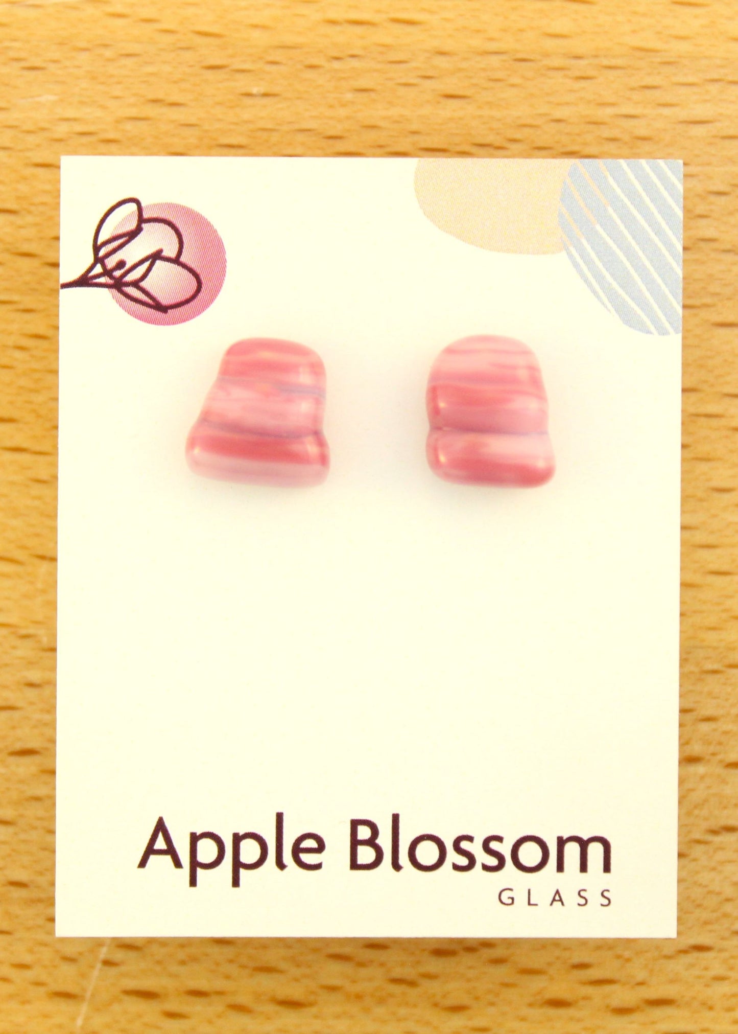 'Stacked Pink' Fused Glass Studs Earrings