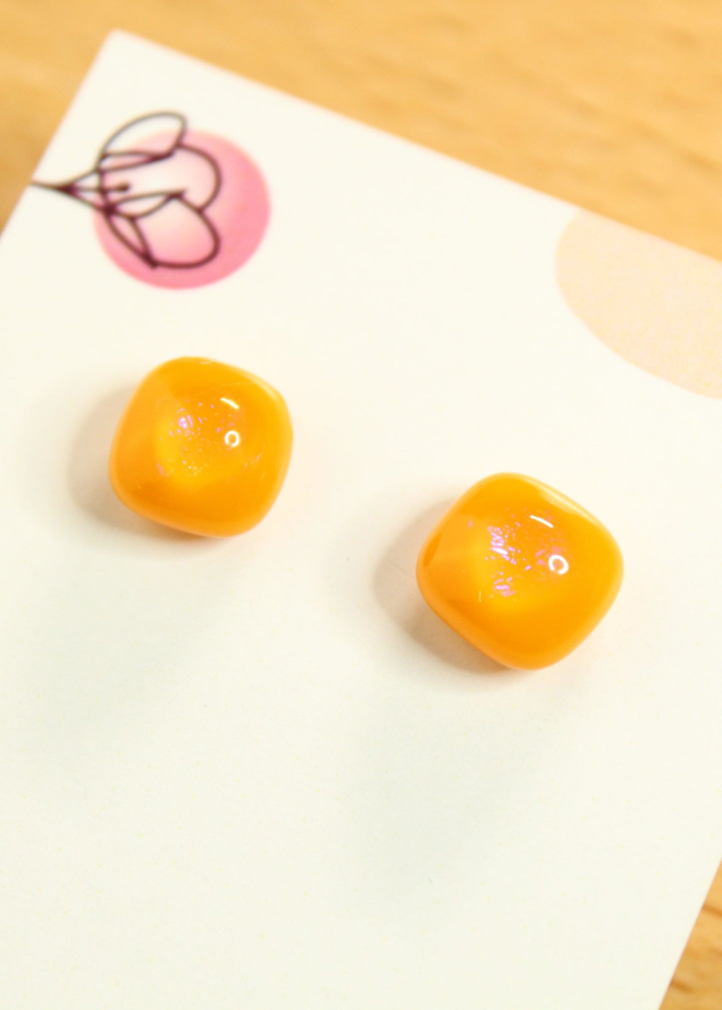 'Pumpkin Pop' Fused Glass Mini Studs Earrings