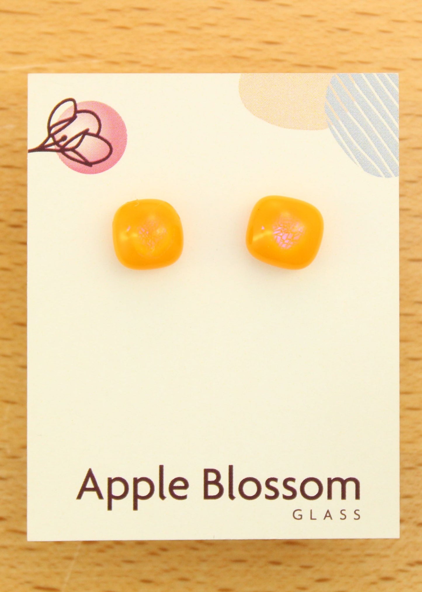 'Pumpkin Pop' Fused Glass Mini Studs Earrings