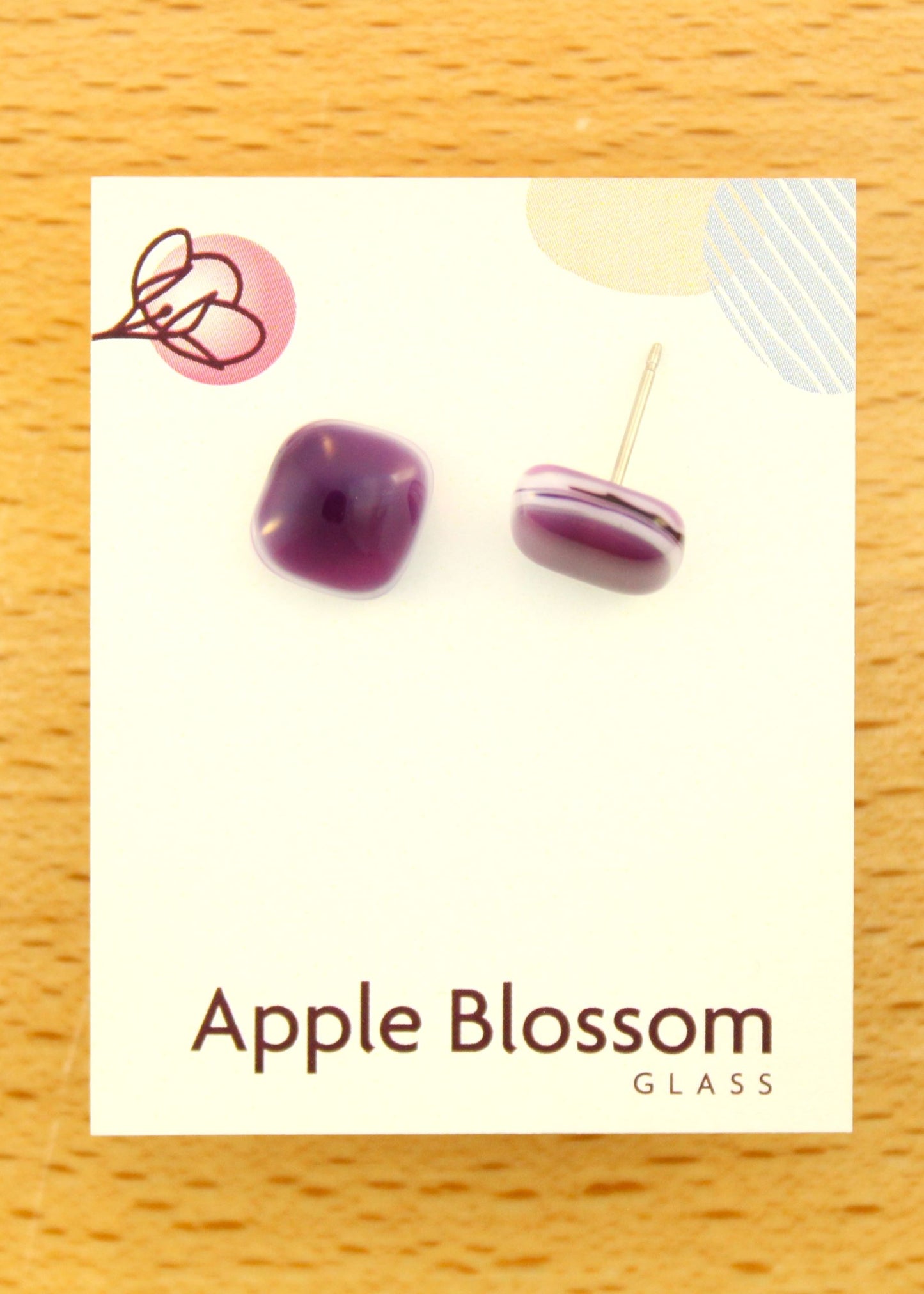 'Purple Puddle' Fused Glass Studs Earrings