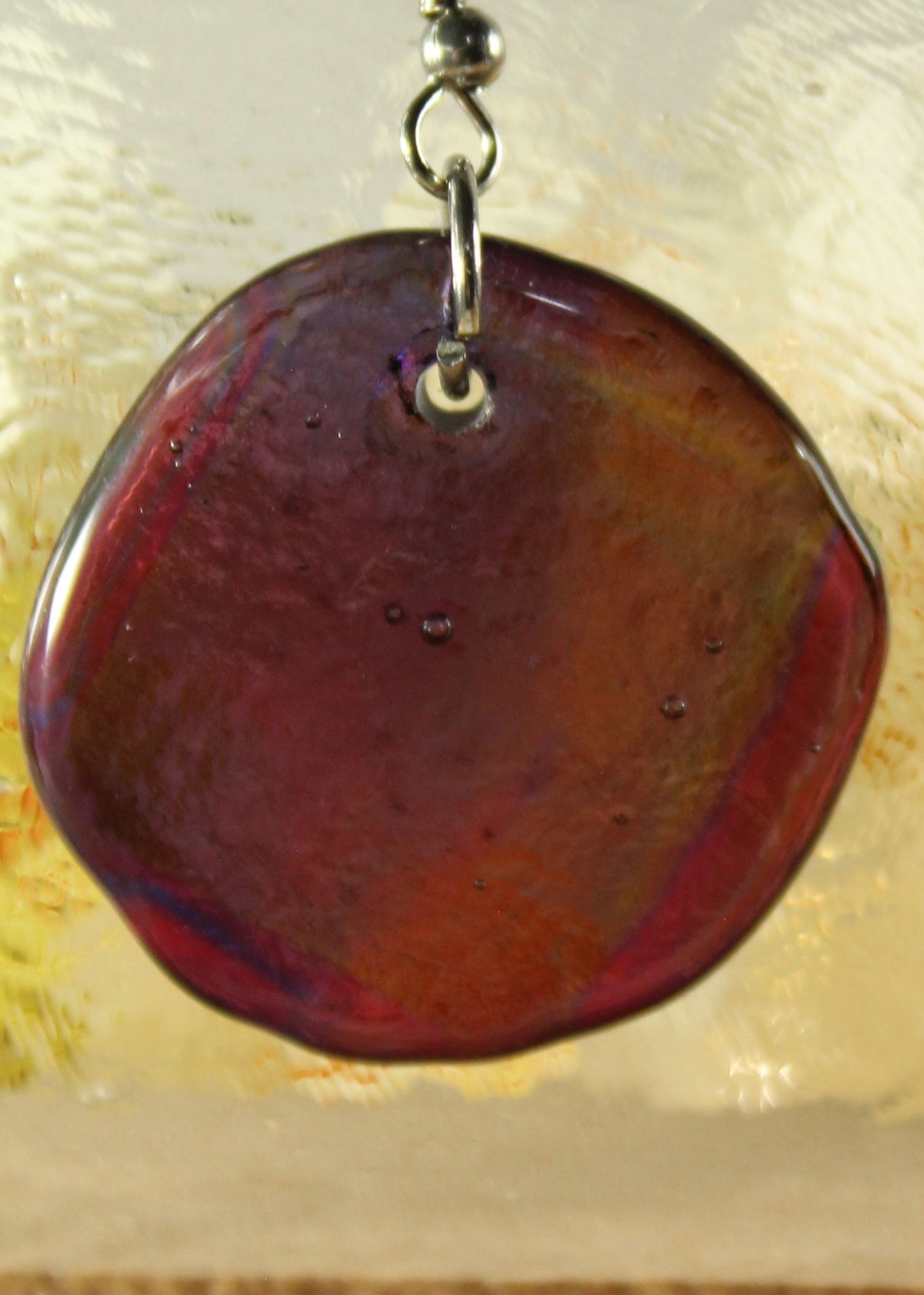 'Purple Sheen' Fused Glass Flat Out Dangles Earrings