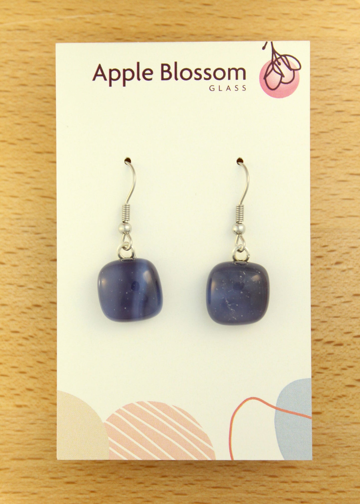 'Purple Stormcloud' Fused Glass Earrings Dangles