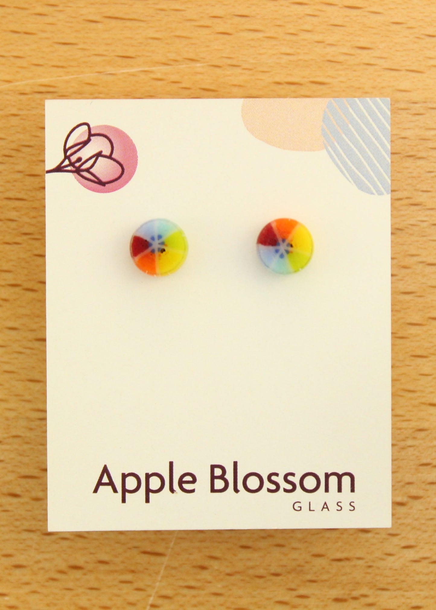 'Rainbow Rounds' Fused Glass Mini Studs Earrings