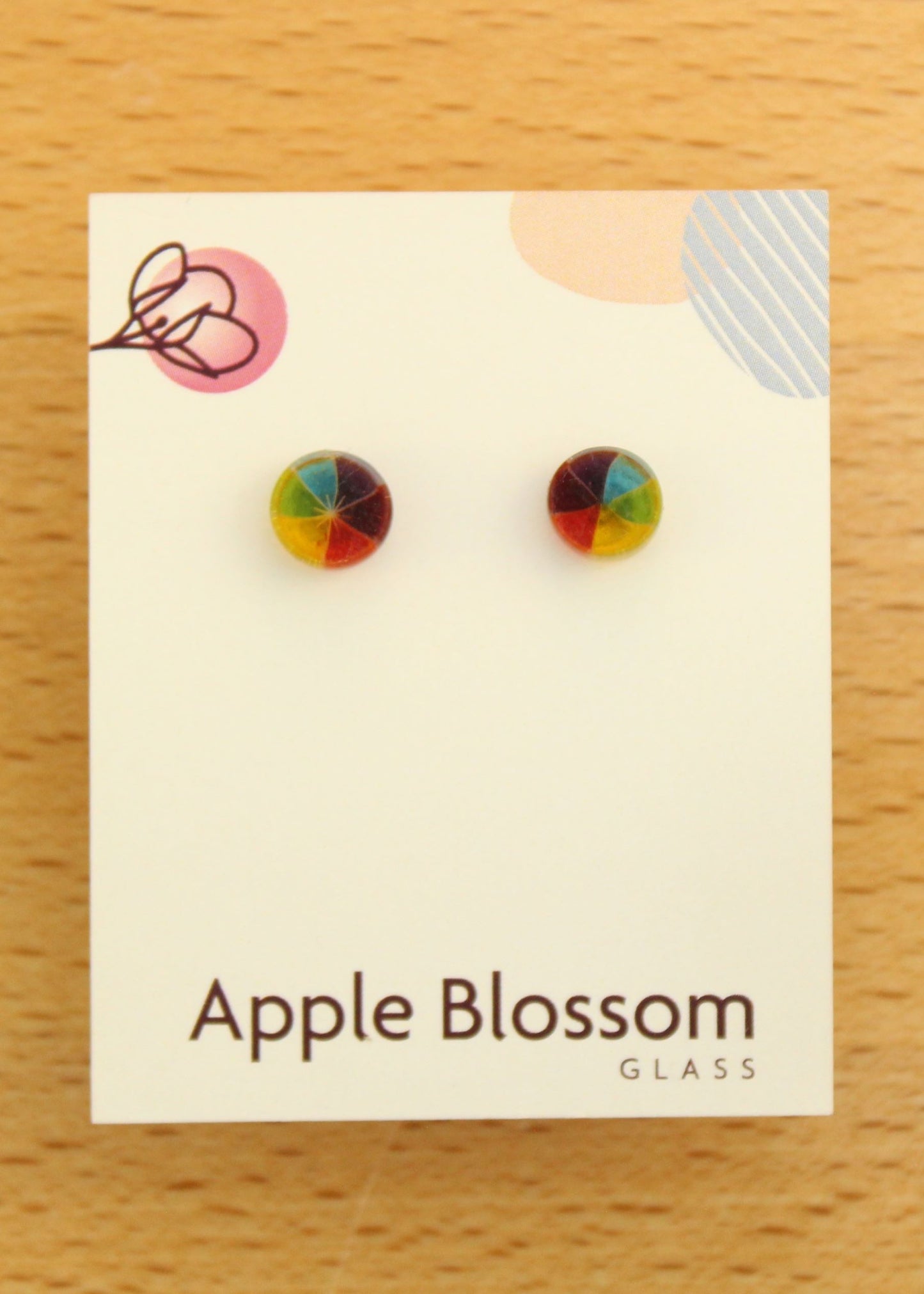'Rainbow Rounds' Fused Glass Mini Studs Earrings
