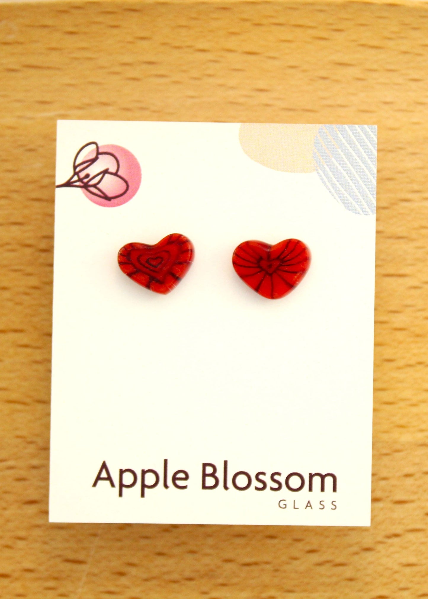 'Red Like My Heart' Fused Glass Studs