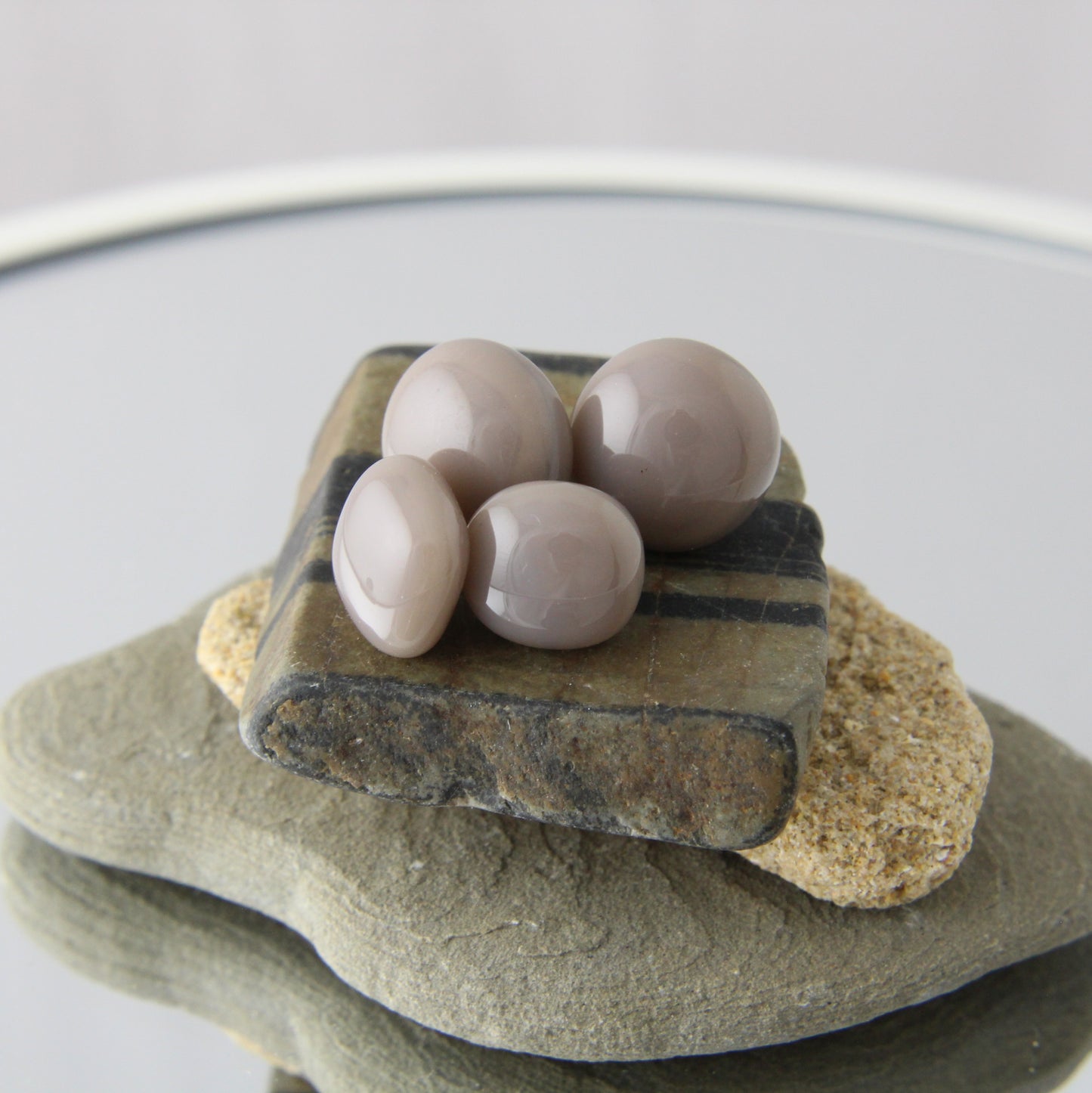 'Seal Grey' Fused Glass Earrings Studs