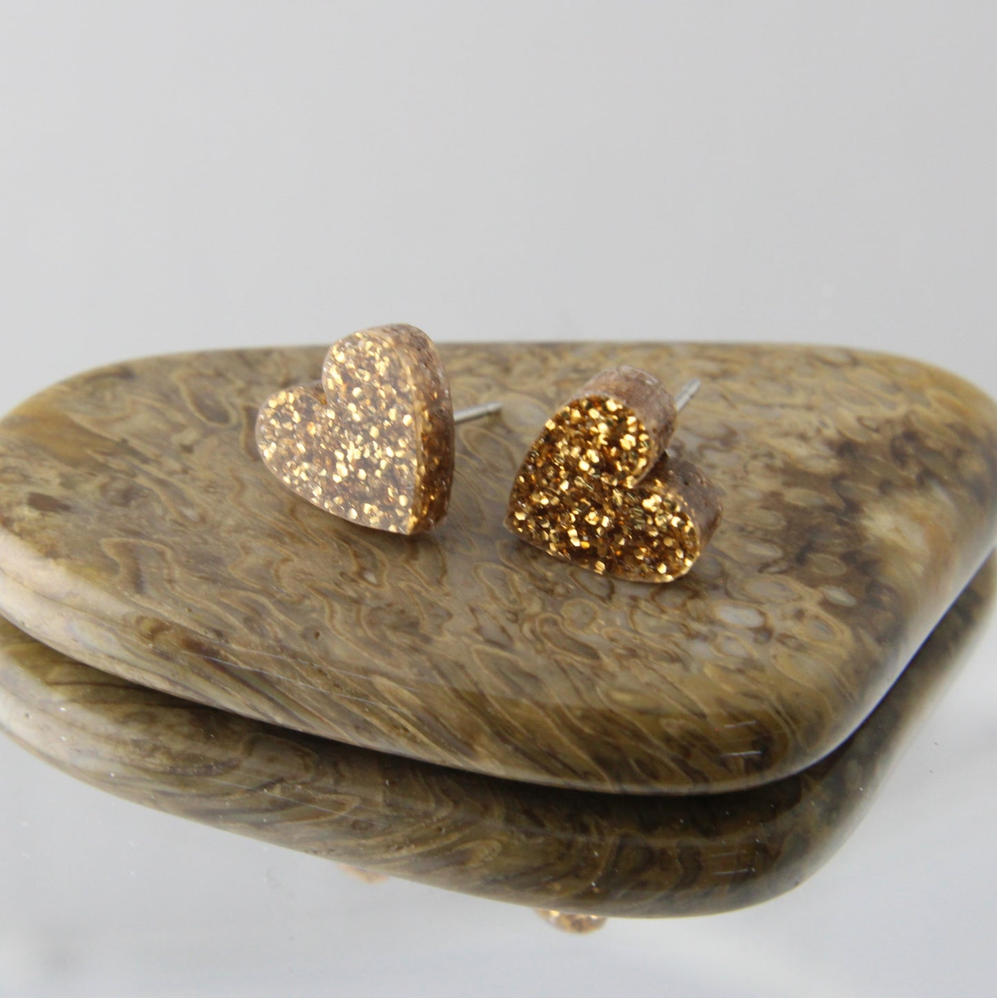 Bronzed Hearts Studs Earrings