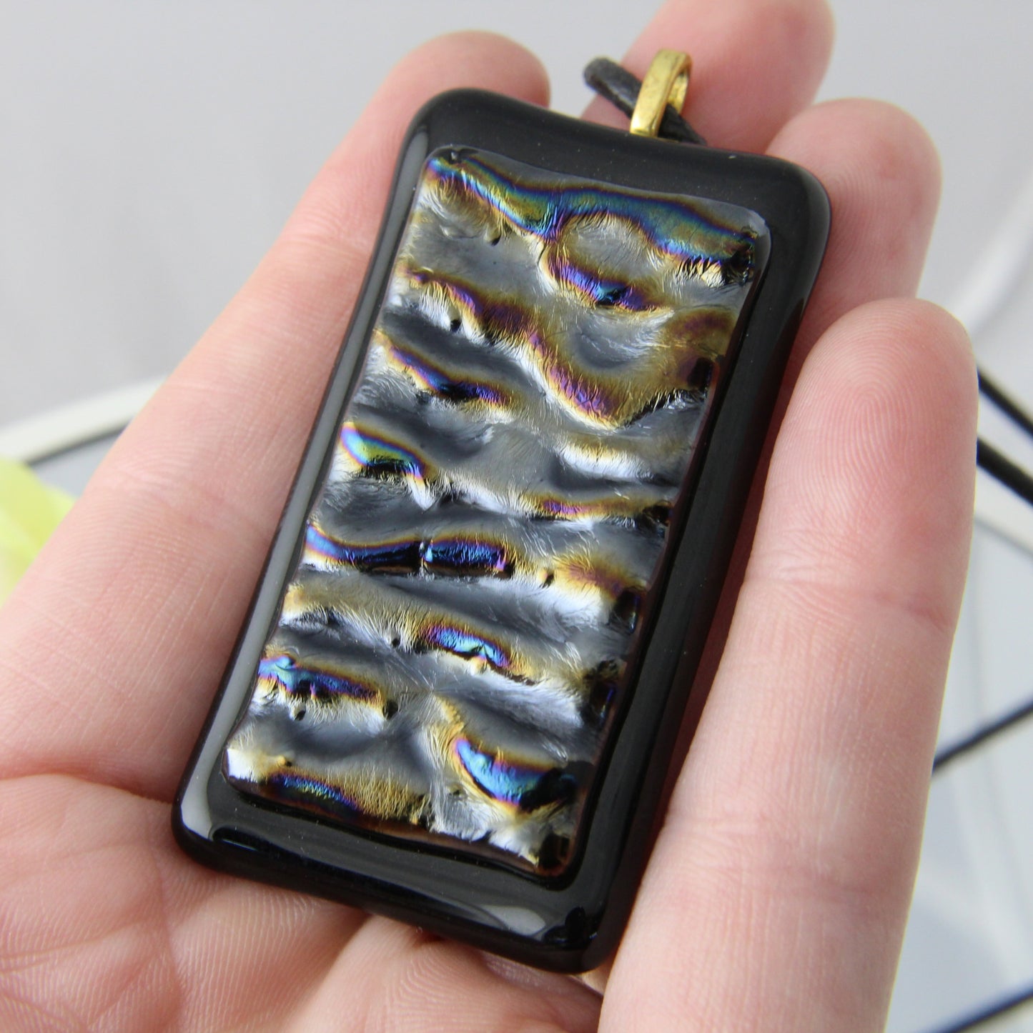Granite Ripple Fused Glass Pendant