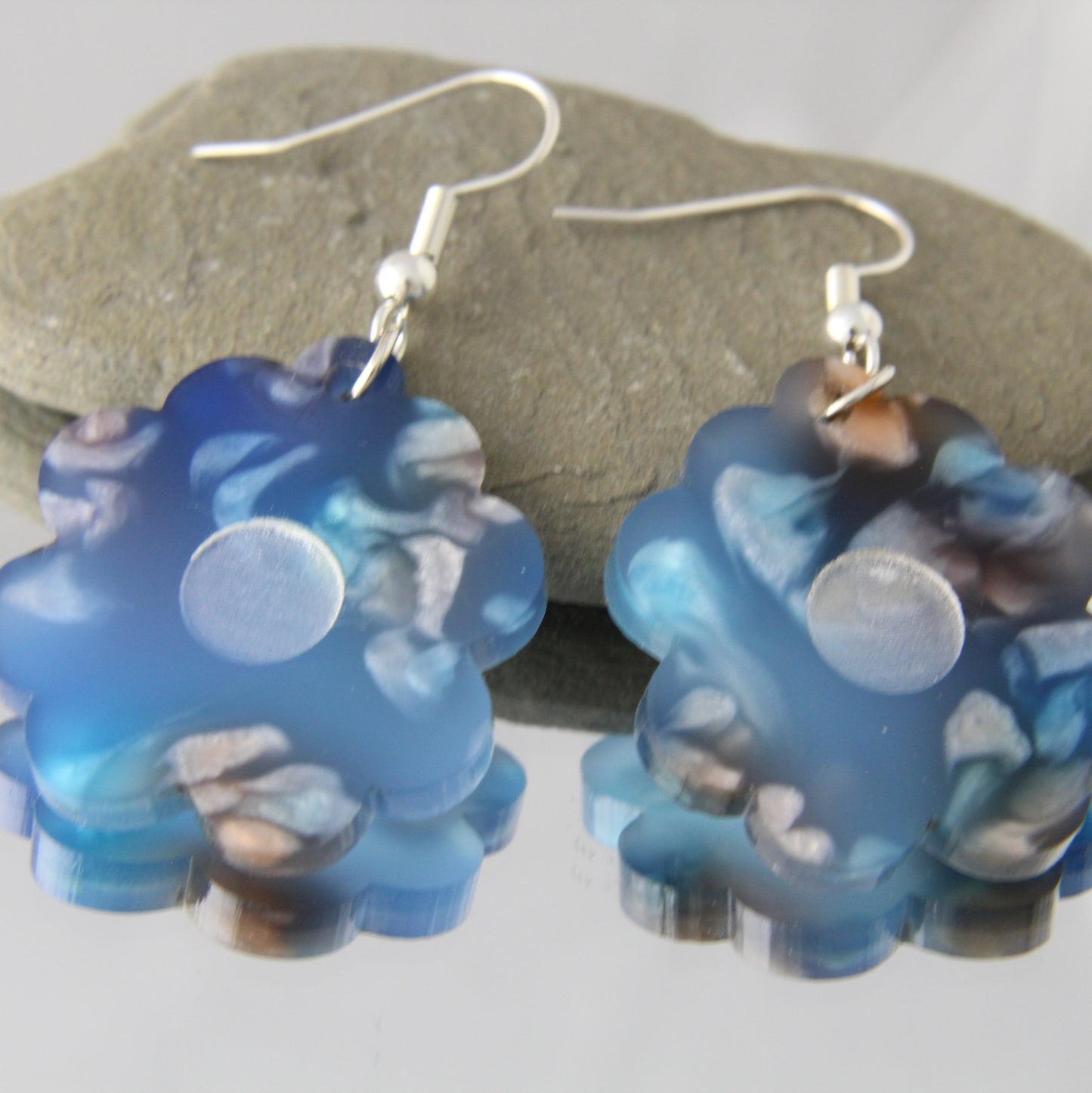 Two Petal Flower Acrylic Dangle Earrings