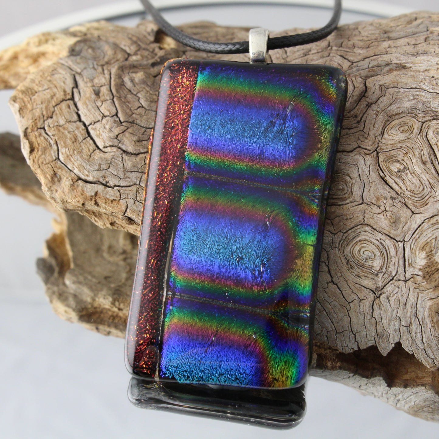 Shimmering Arches Fused Glass Pendant