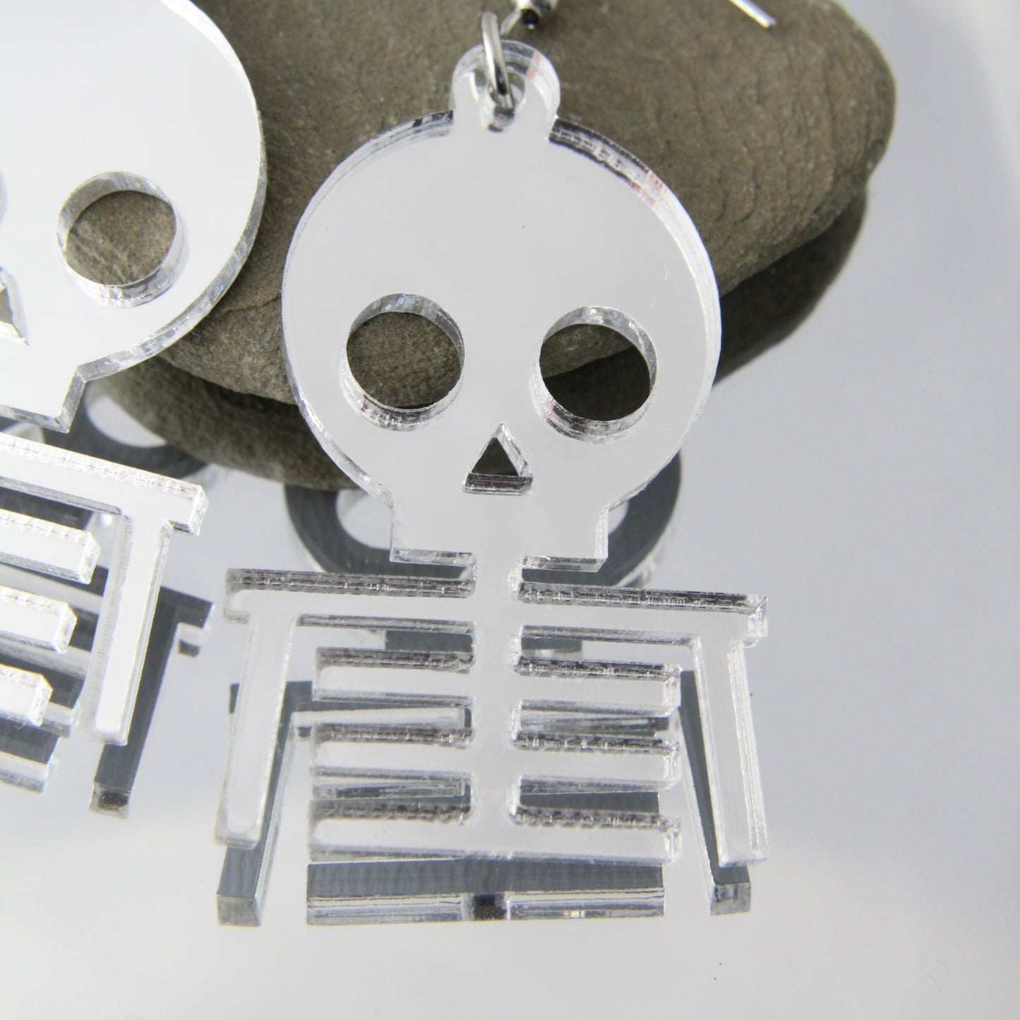 Skeleton Silver Acrylic Dangles