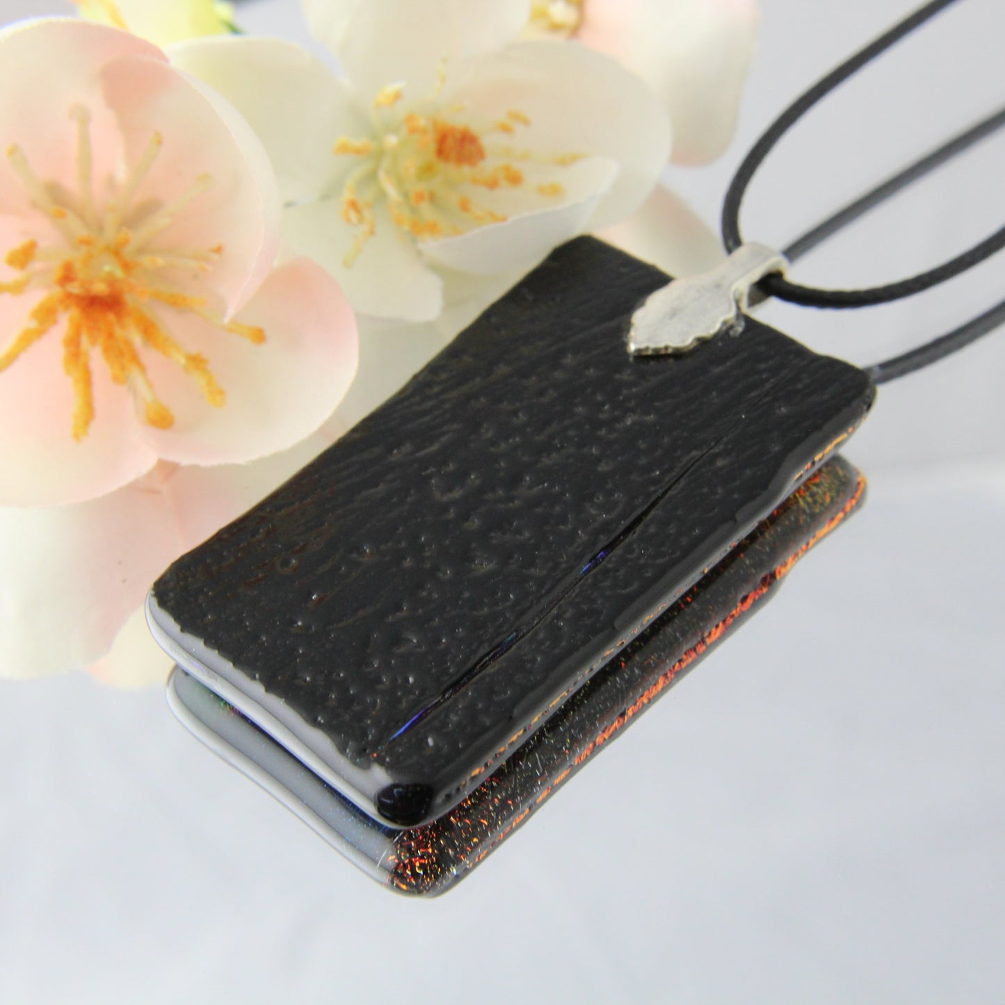 Shimmering Arches Fused Glass Pendant