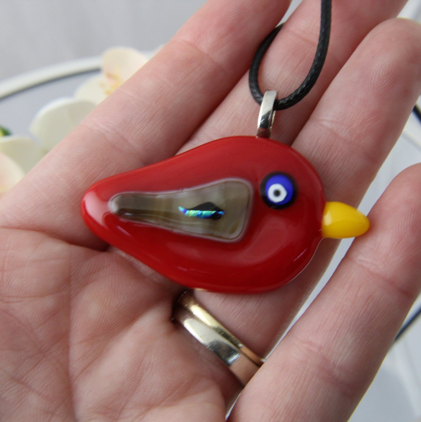 Bird with Attitude! Fused Glass Pendant
