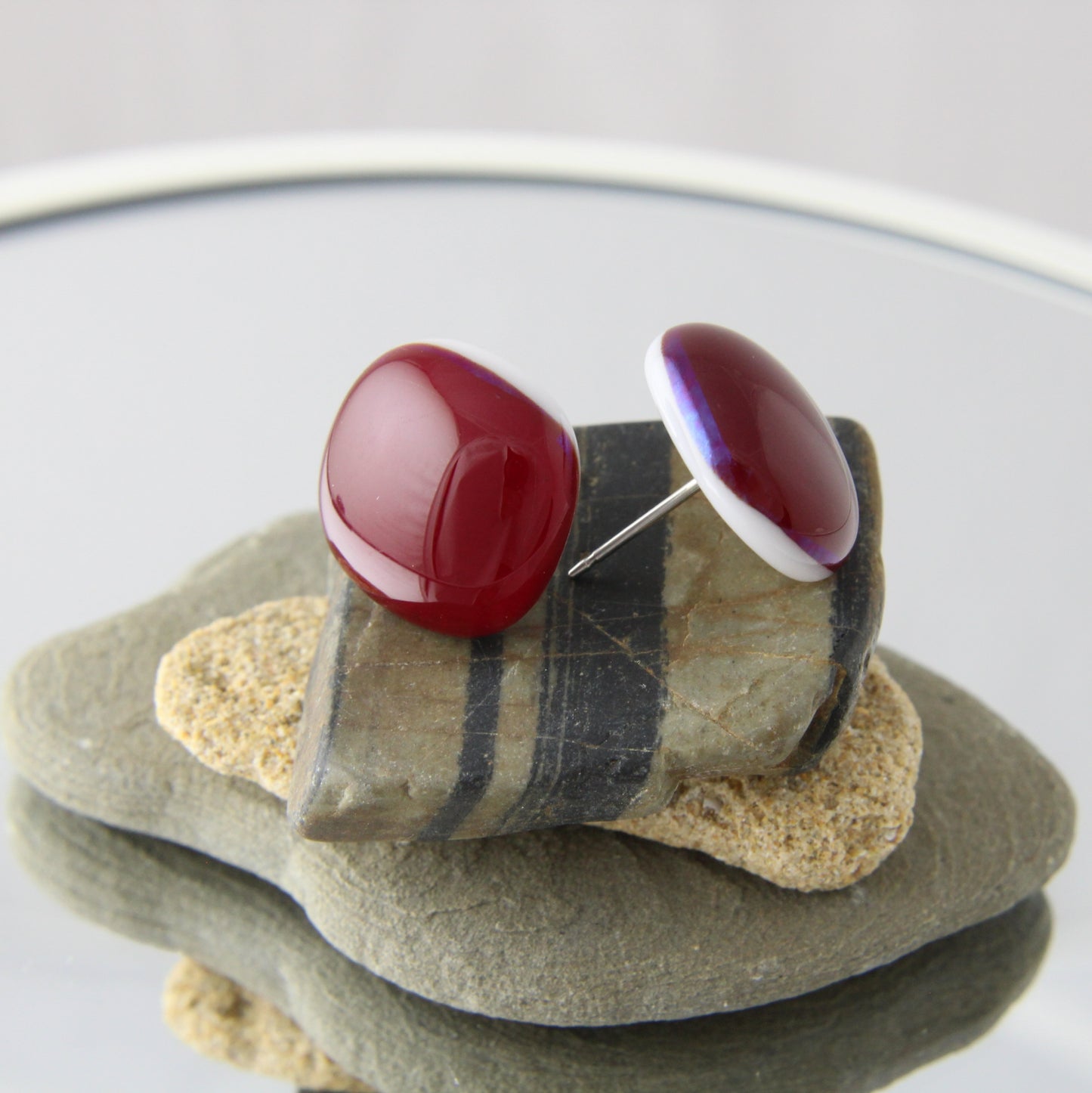 'Big Red' Fused Glass Studs