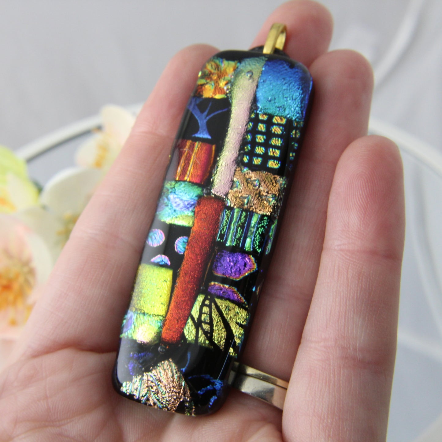 Patchwork Fused Glass Pendant #2