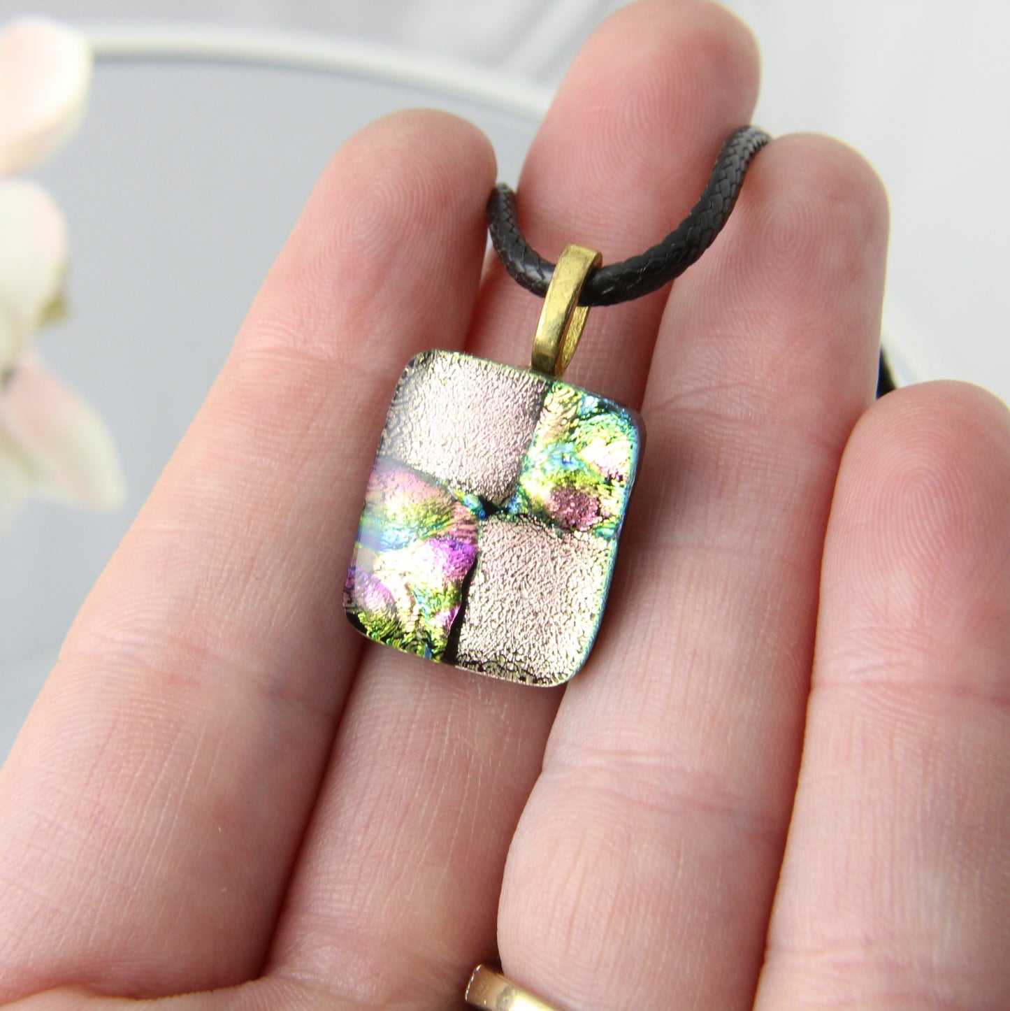 Patchwork Fused Glass Pendant #3
