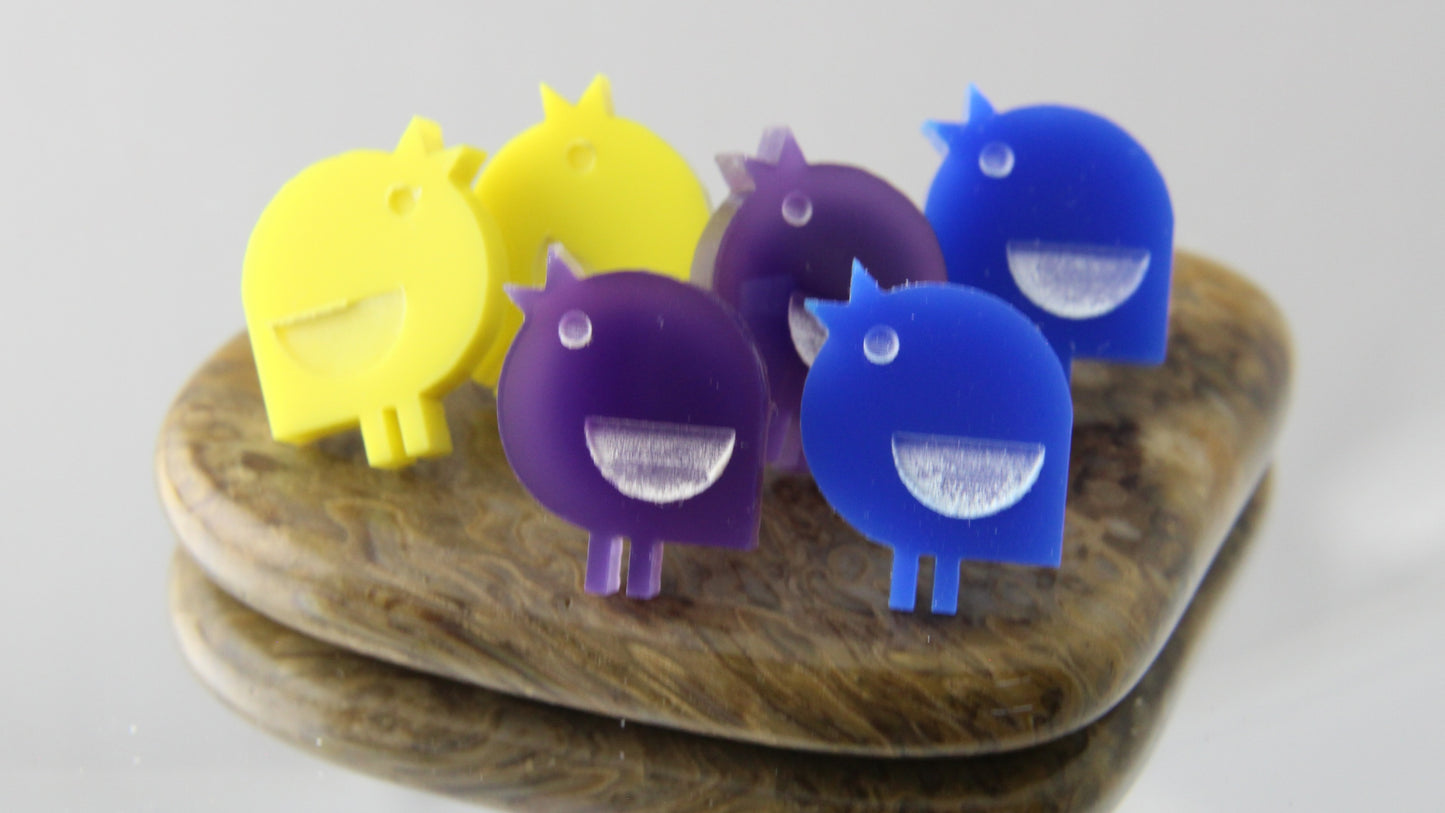 'Calling Birds' Acrylic Stud Earrings
