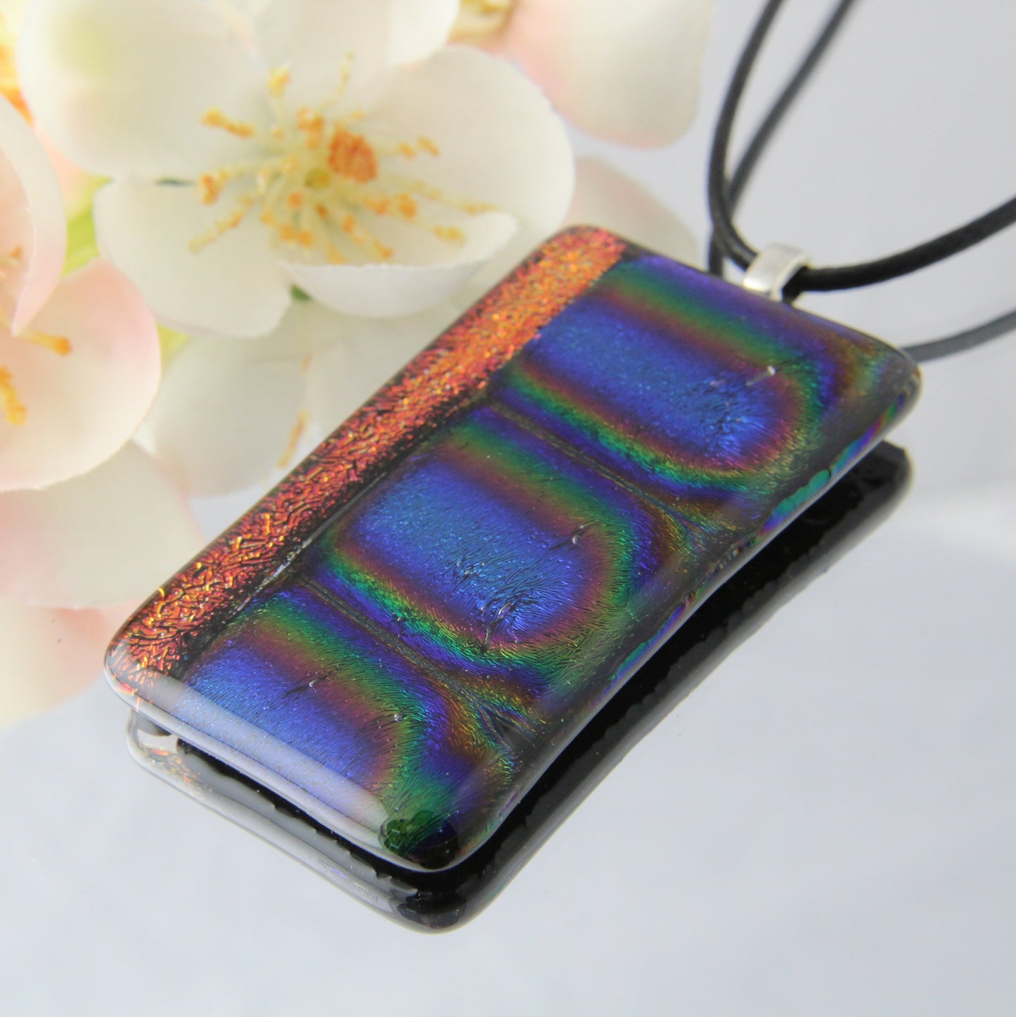 Shimmering Arches Fused Glass Pendant