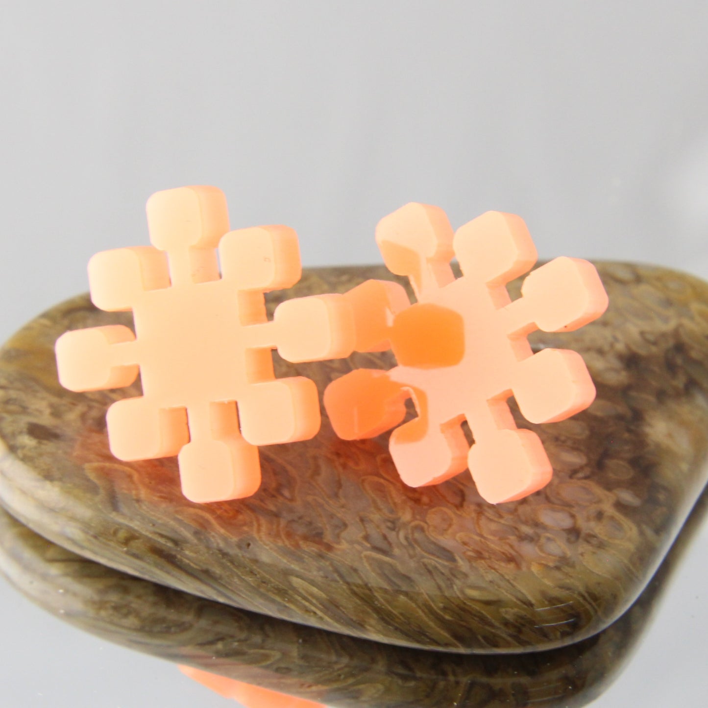 Neon Orange Retro Stars Earrings Studs