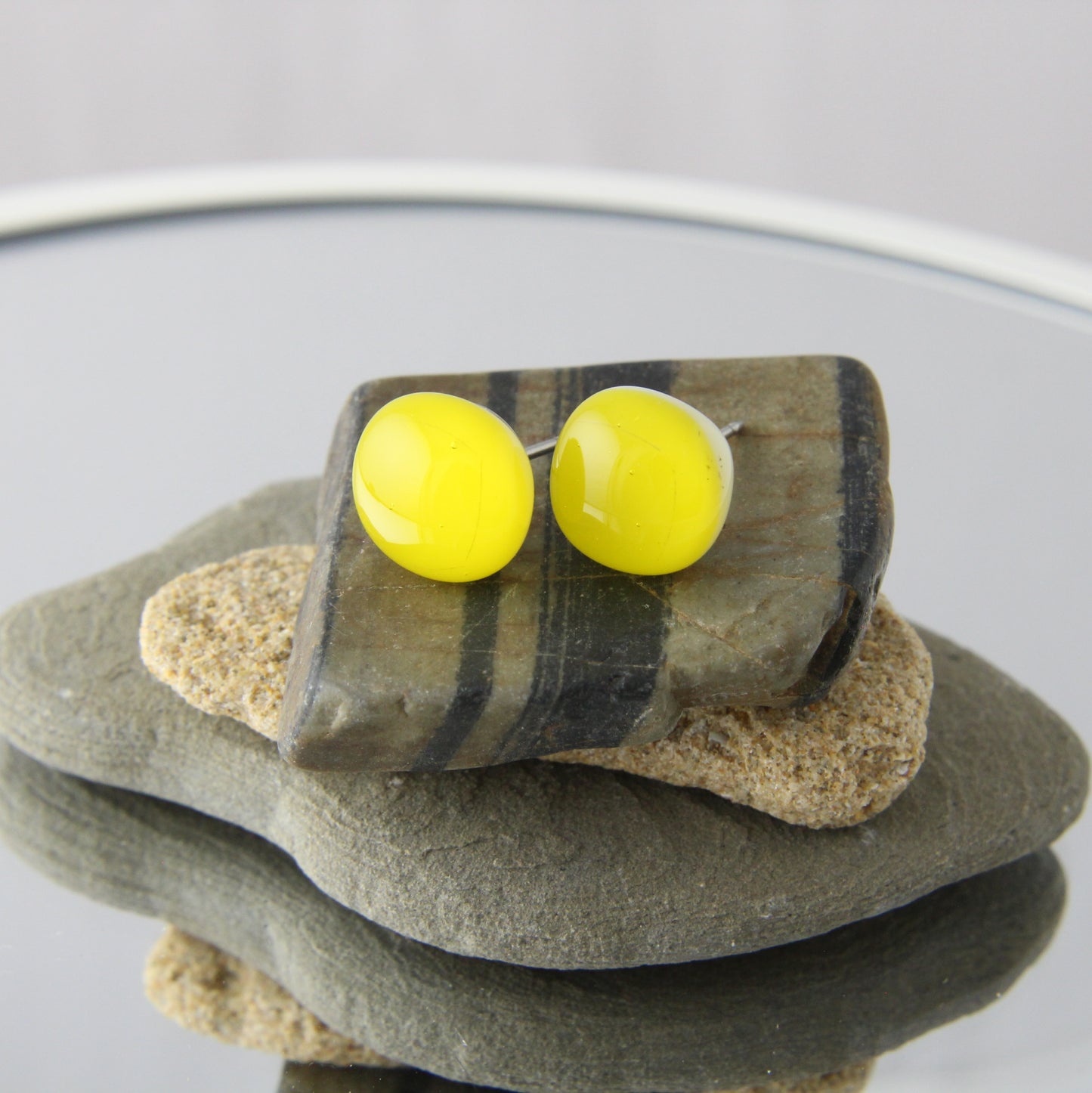 'Dandelion Yellow' Fused Glass Studs