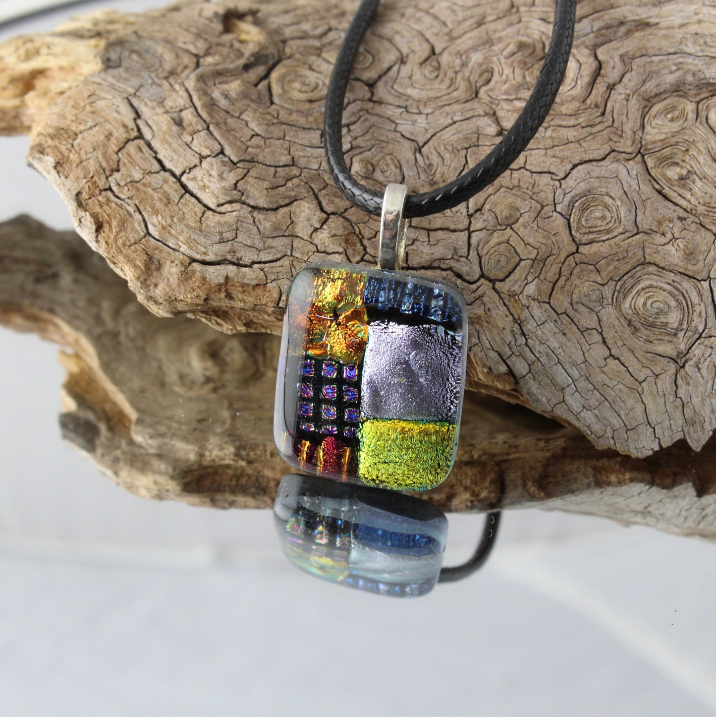 Patchwork Fused Glass Pendant #1