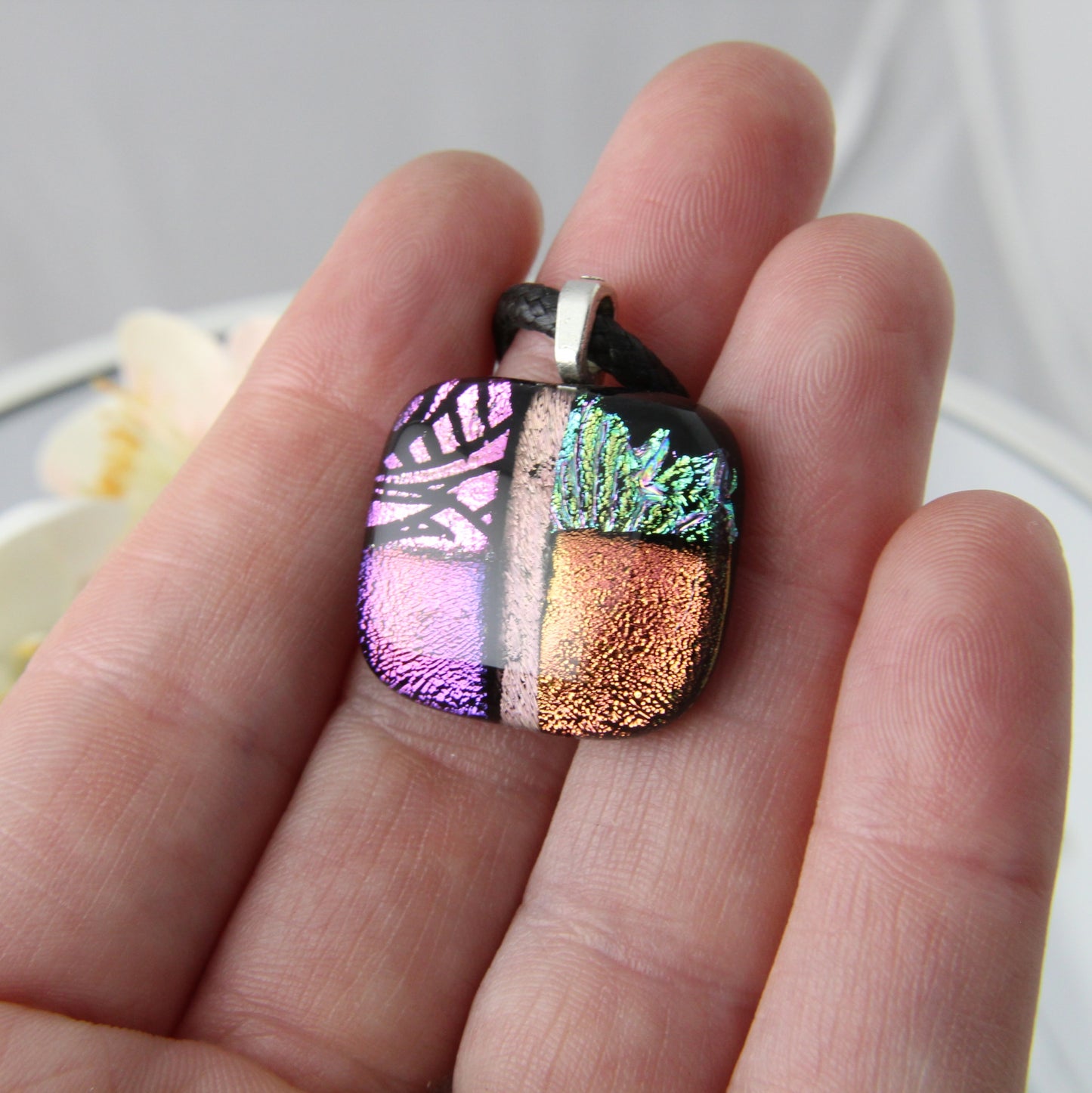 Patchwork Fused Glass Pendant #4