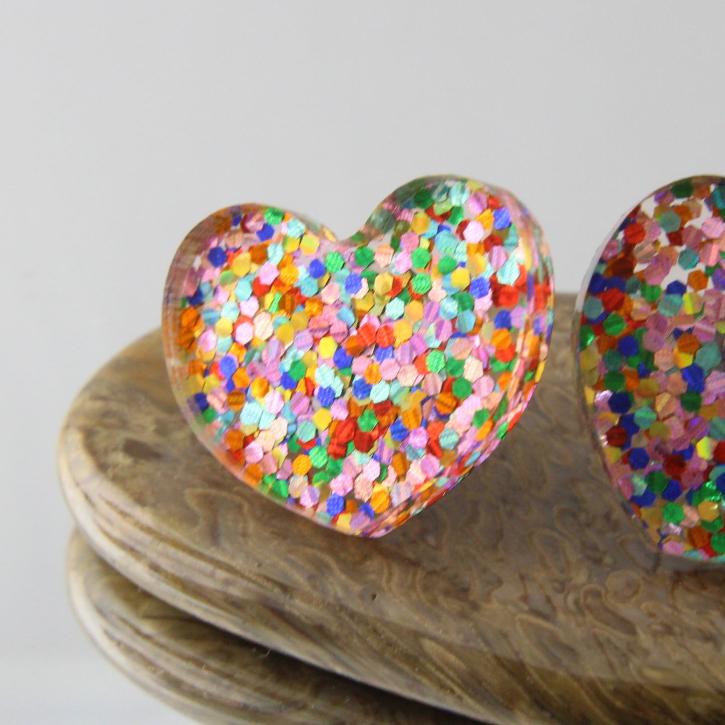 'Ah You've Got My Heart!' Acrylic Heart Stud Earrings