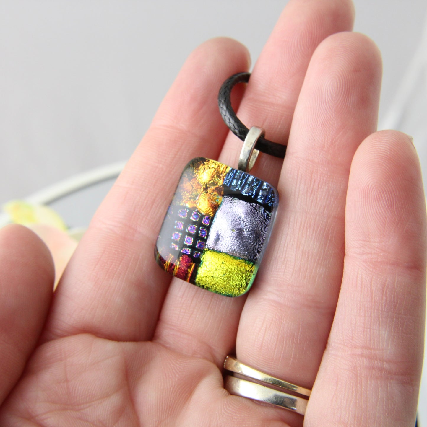 Patchwork Fused Glass Pendant #1