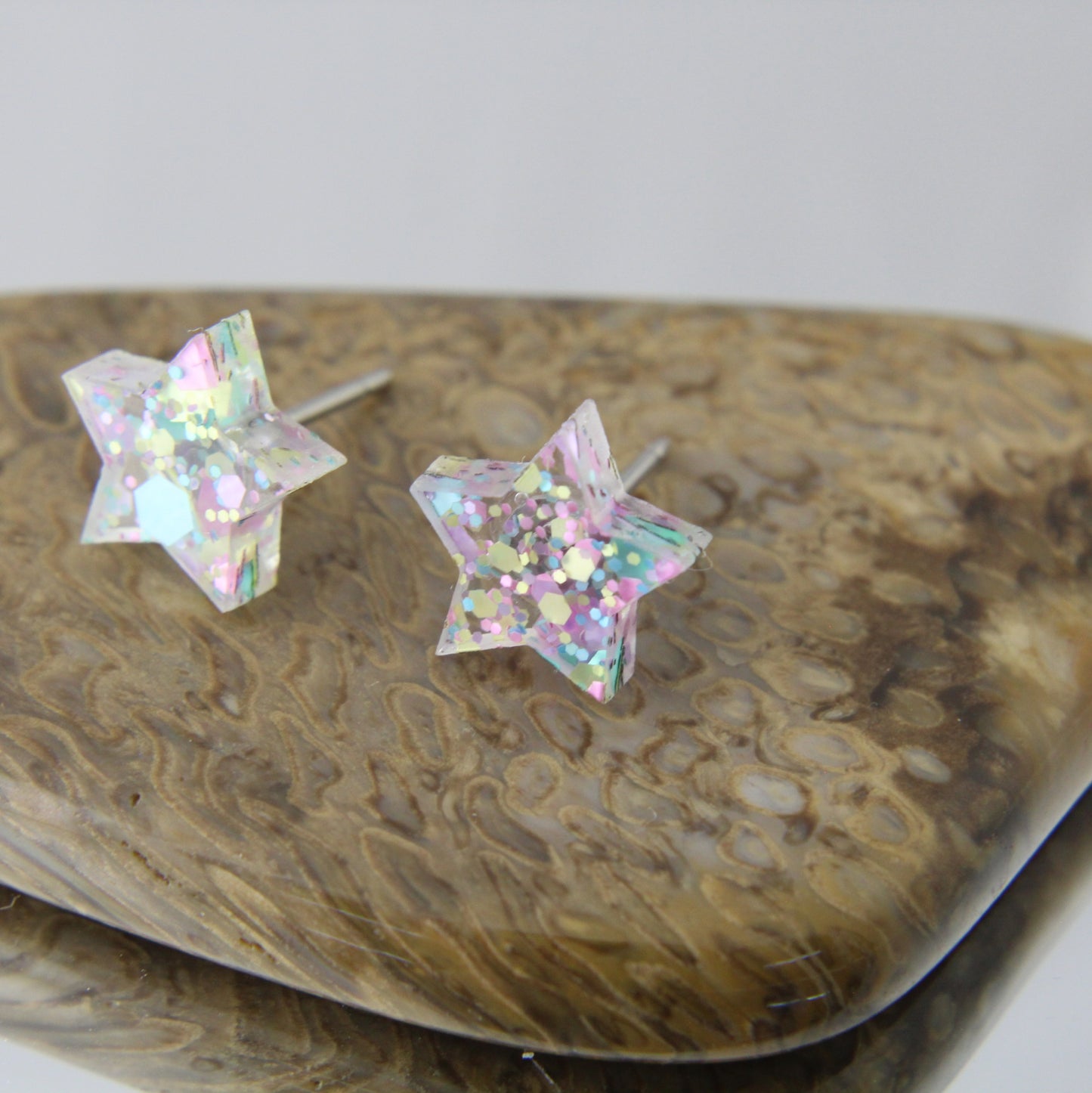 'Mardi Gras' Star Studs Acrylic Earrings
