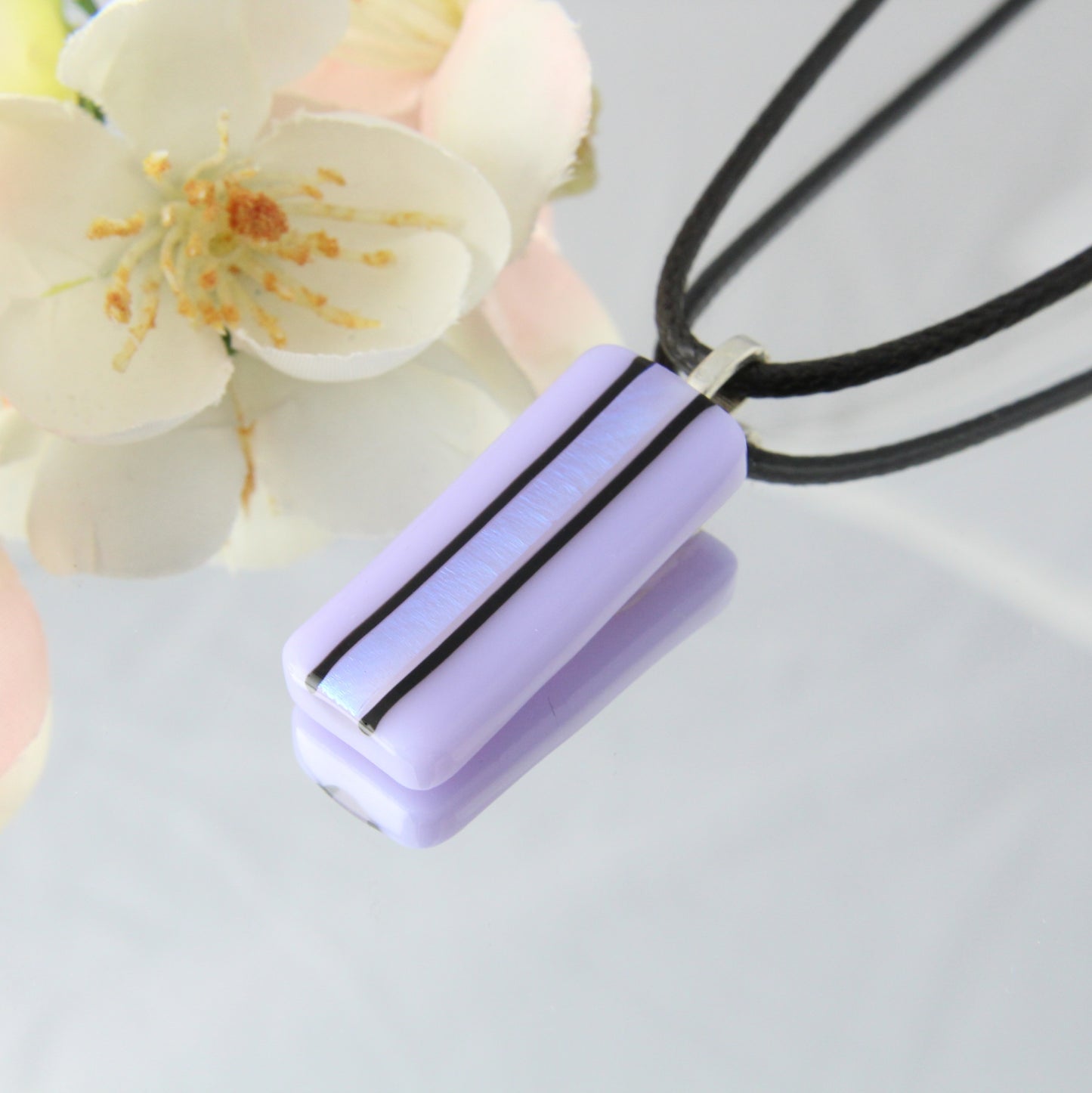 Iridescent Stripe Fused Glass Pendant