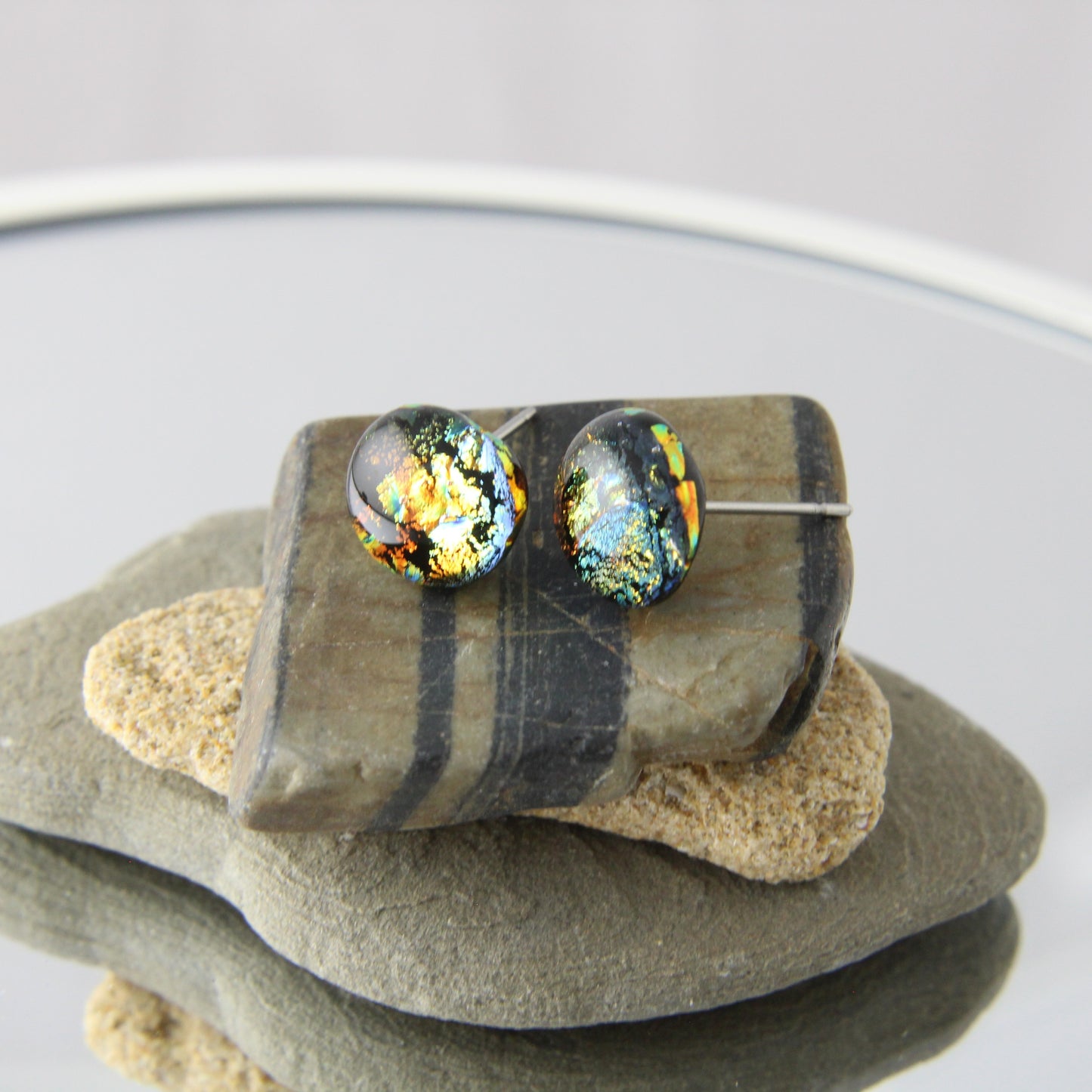 'Magma' Fused Glass Studs