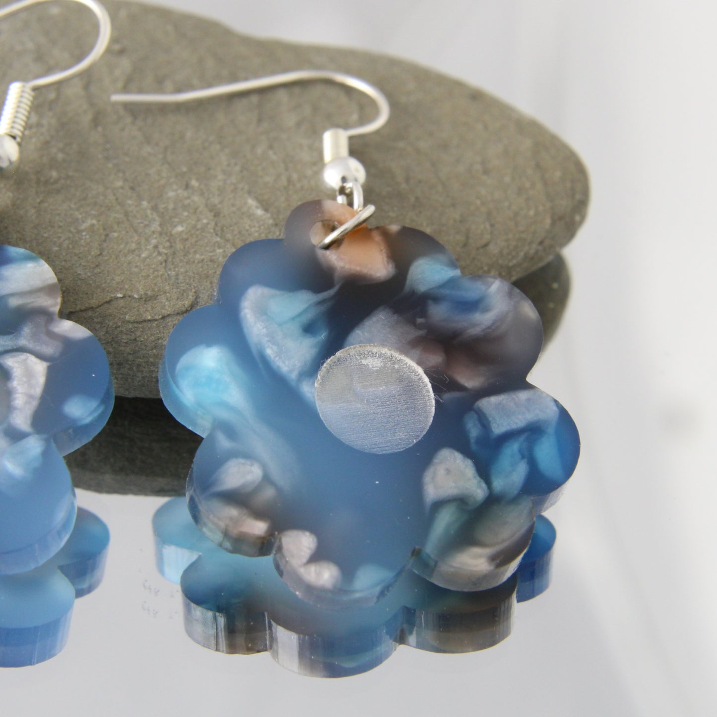 Two Petal Flower Acrylic Dangle Earrings