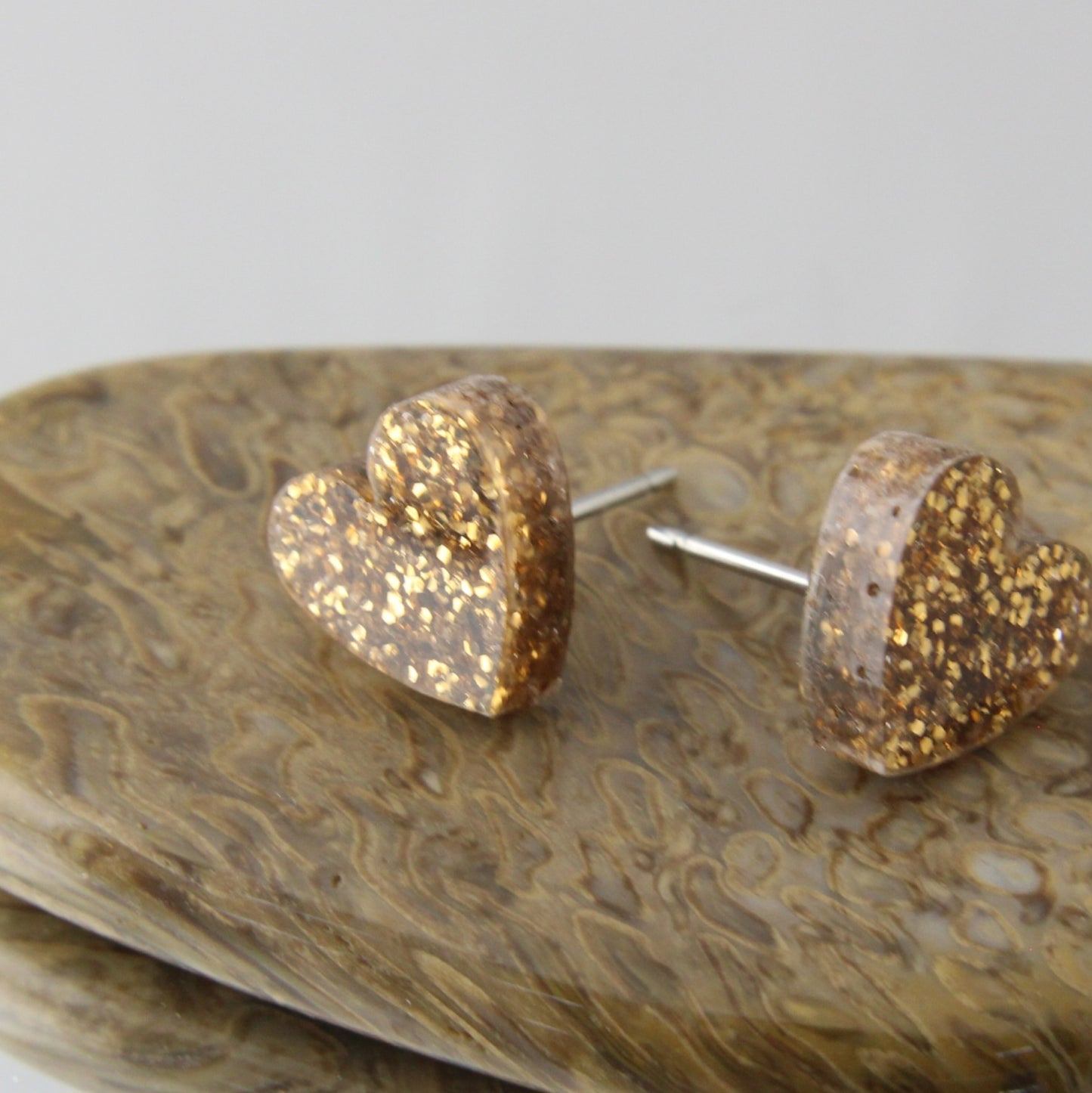 Bronzed Hearts Studs Earrings