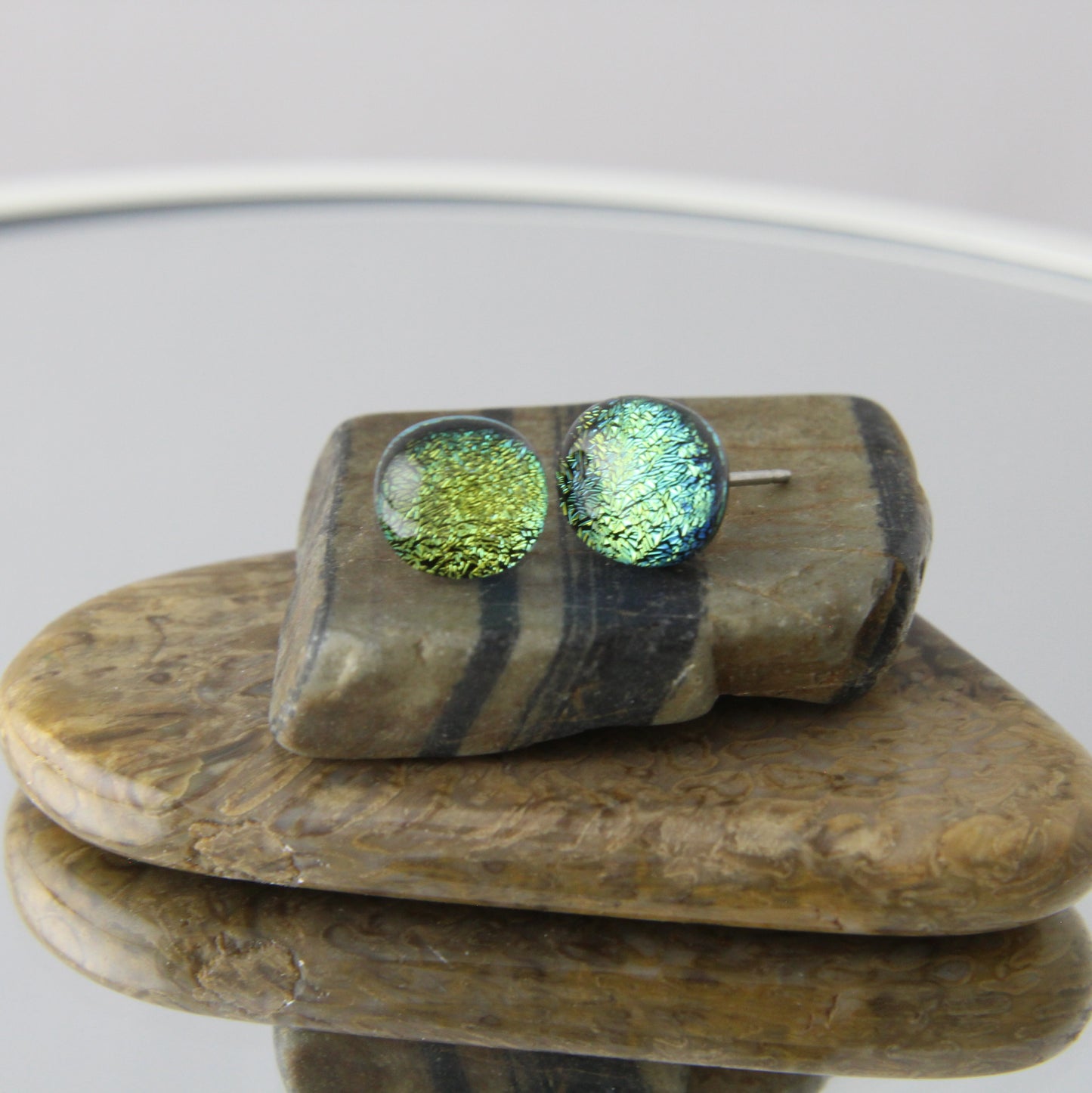 'Sparklepants Yellow' Fused Glass Mini Studs Earrings