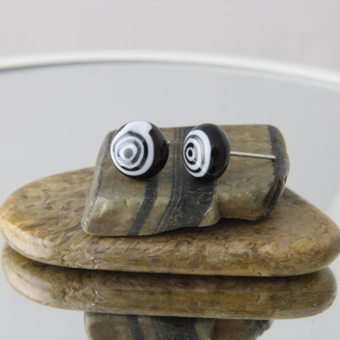 'Wacky Whirlwhind' Fused Glass Mini Studs Earrings
