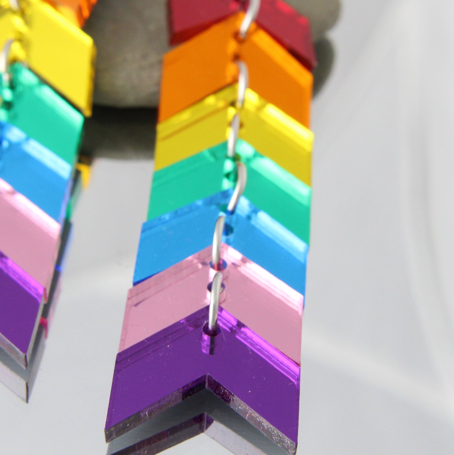 Rainbow Chevron Earrings Dangles