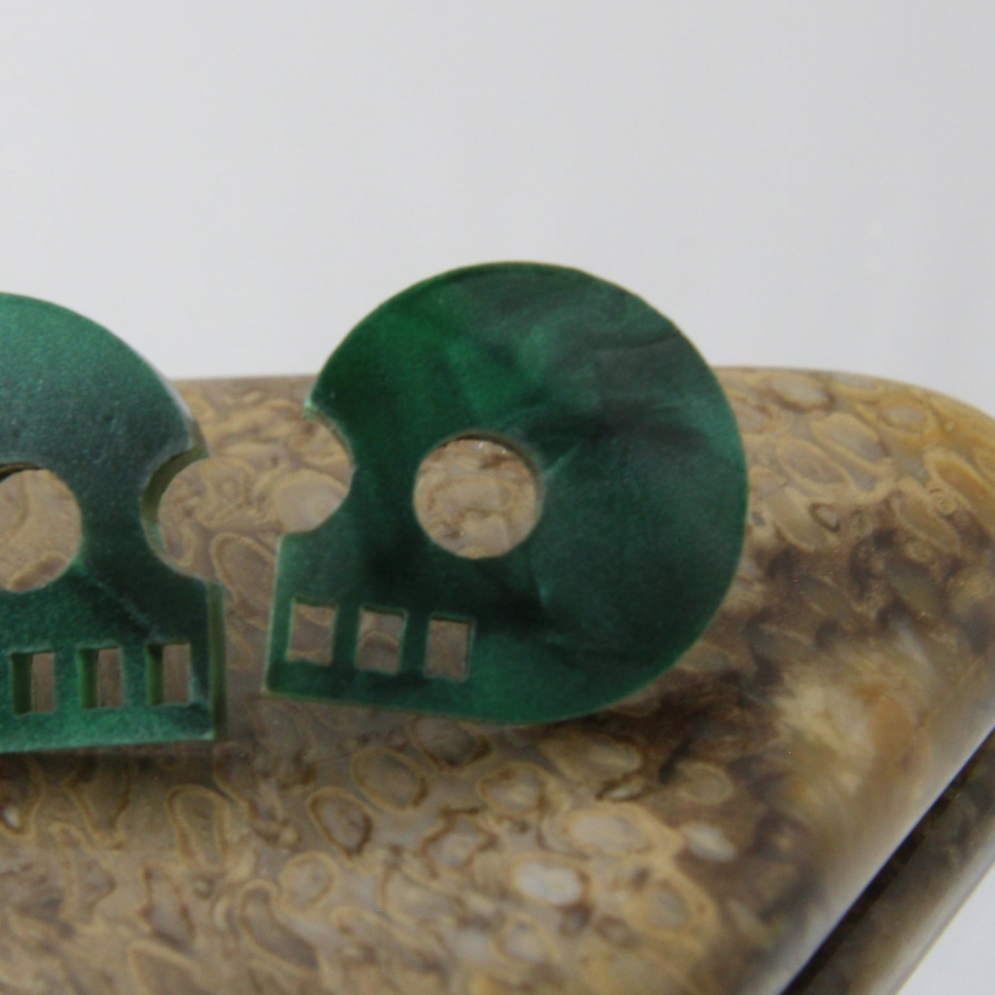 Green Skull Acrylic Earrings Studs